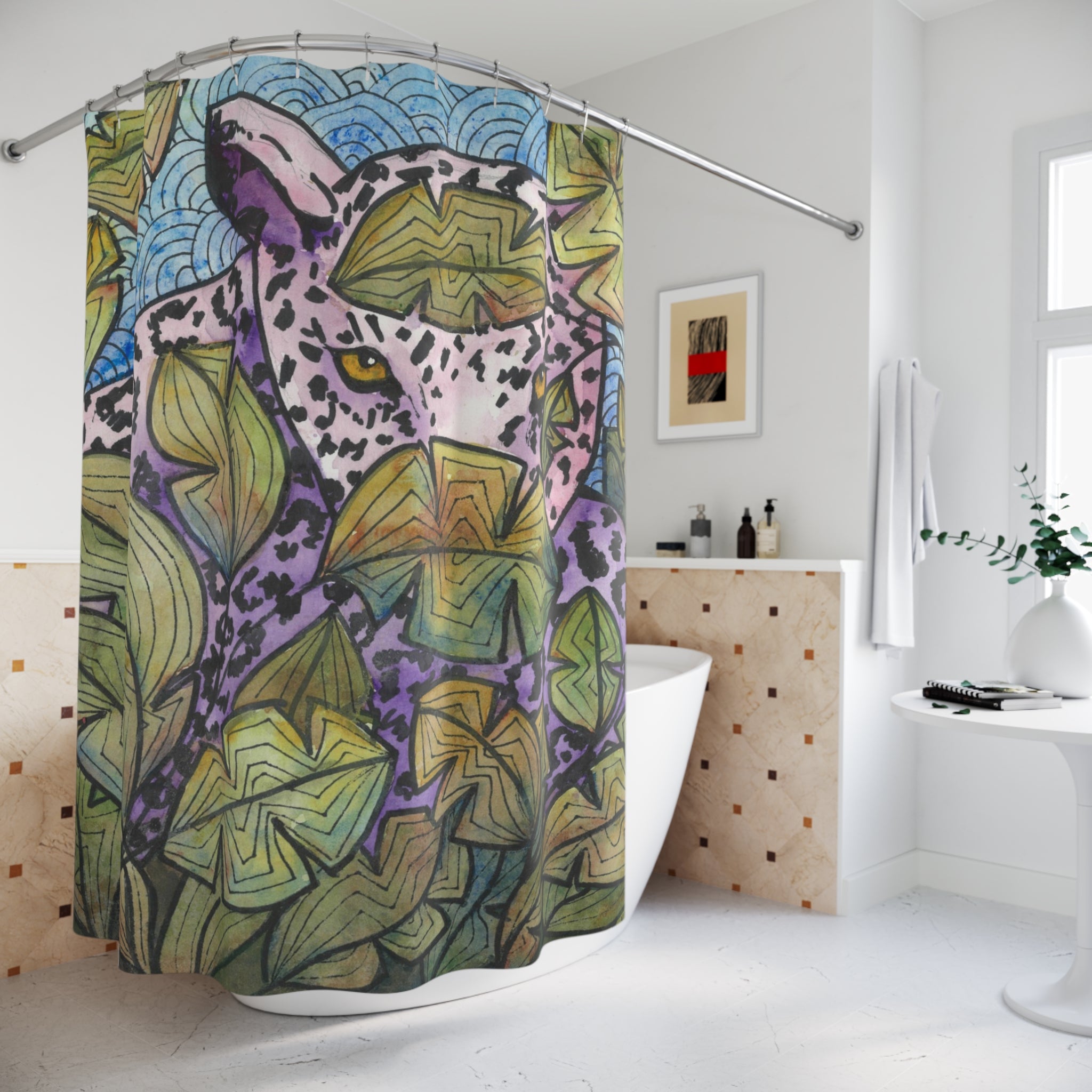 Beautiful Shower Curtains to Refresh Your Bathroom. Colourful Abstract Designs. Perfect For Your Bathroom or Special House-Warming Gift #76 Purrfect Blend
