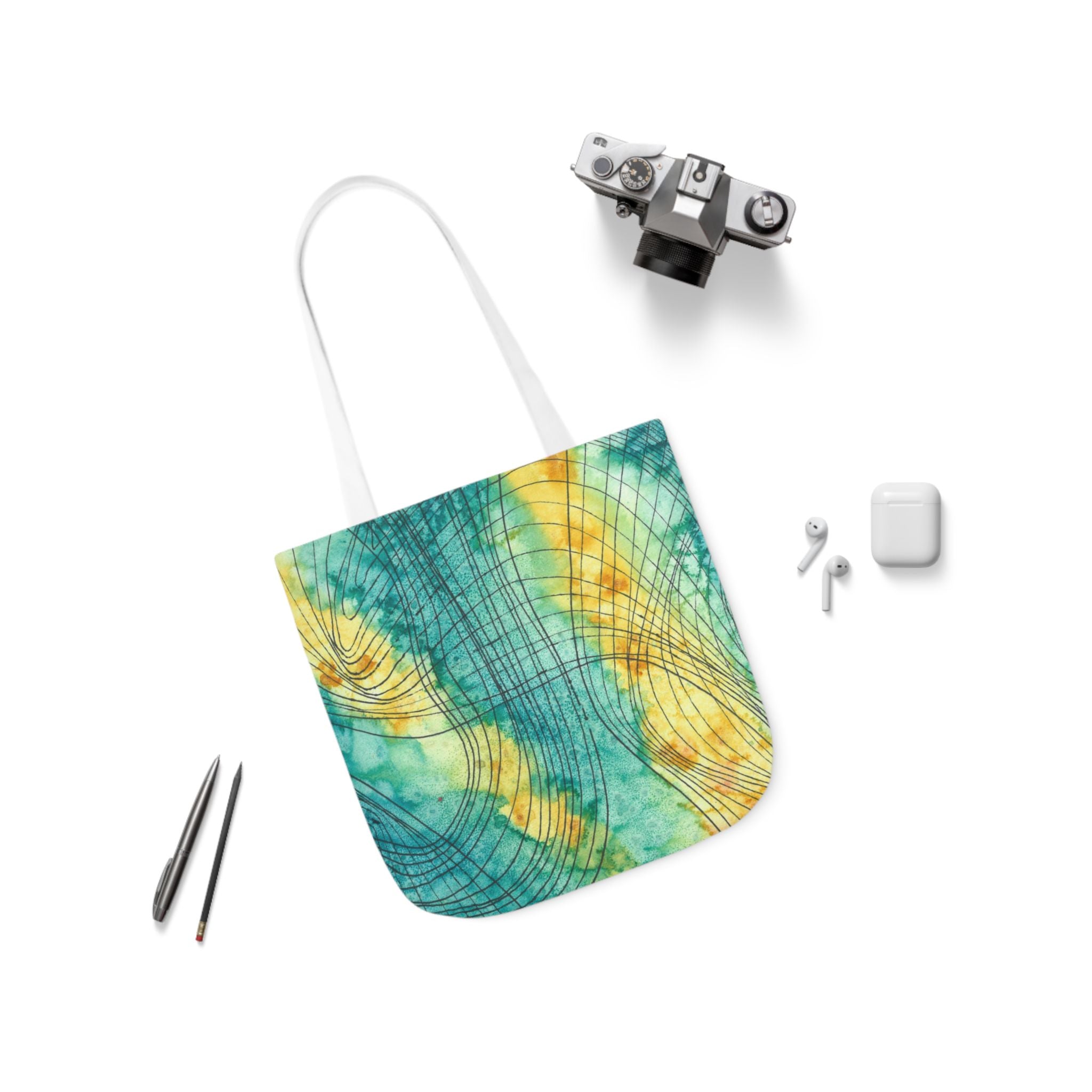 Canvas Tote Bags, Colourful Abstract Designs, 5-Color Straps, 3 Sizes.  For Family and friends or a Special Gift #81 The Only Way Is Up
