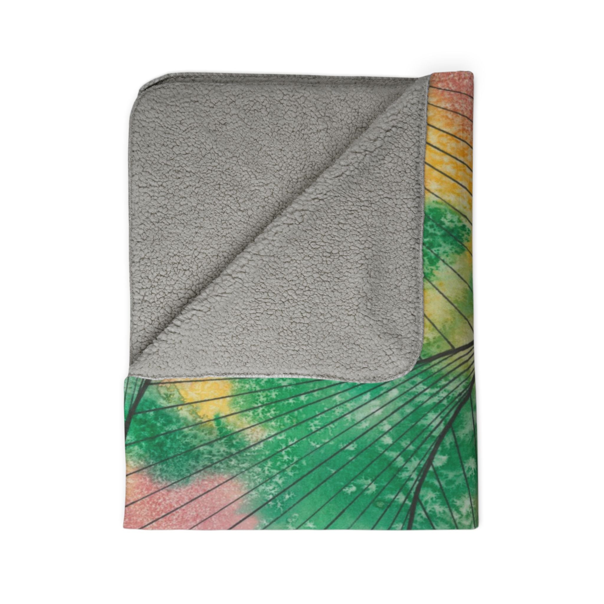 Fleece Throw Blanket, Textured Sherpa Underside, Hemmed, 2 Sizes. Colourful Abstract Design. Perfect for Bedroom, Living Room, or Special Gift #49 Health and Wellbeing