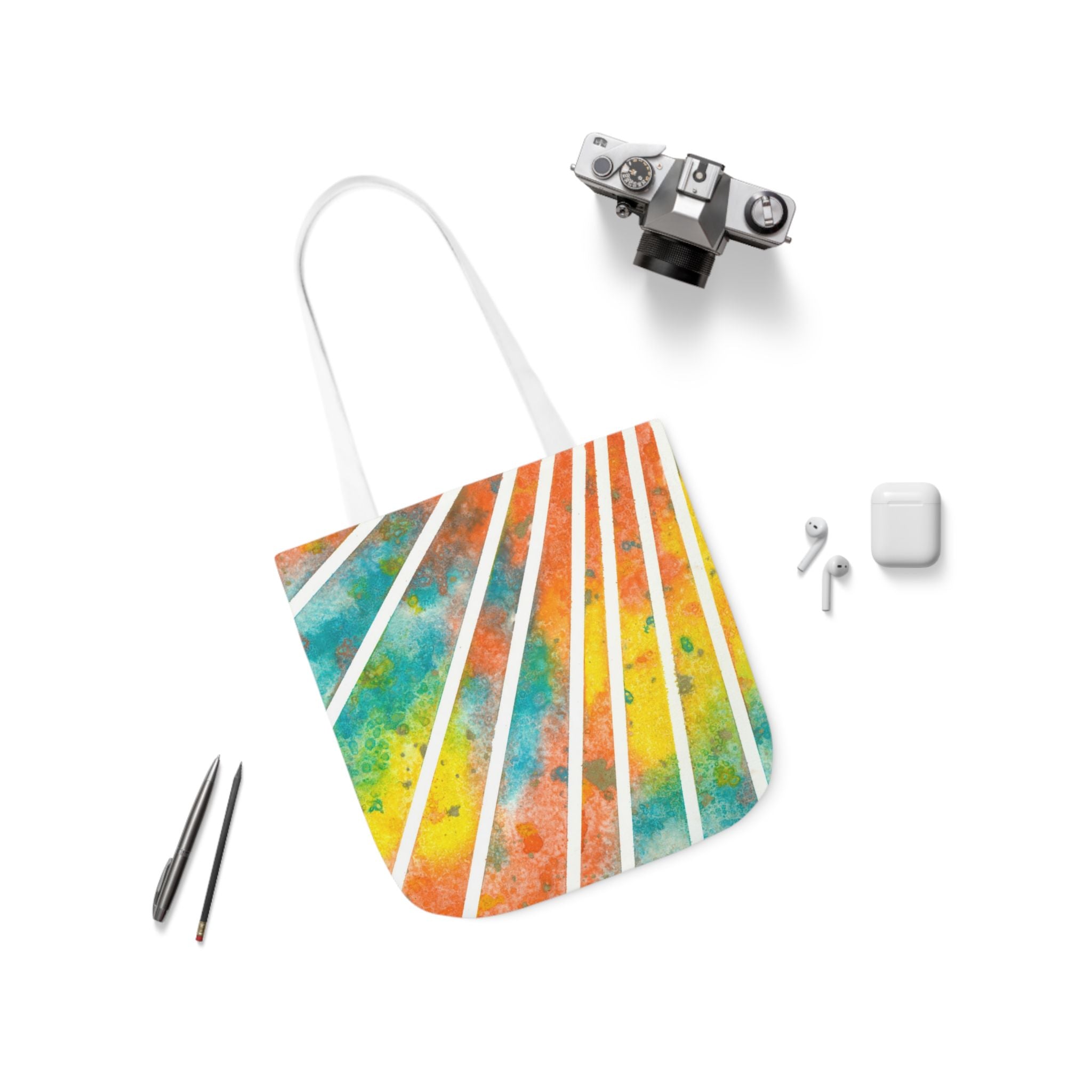 Canvas Tote Bags, Colourful Abstract Designs, 5-Color Straps, 3 Sizes.  For Family and friends or a Special Gift #101 Your Energy Radiates