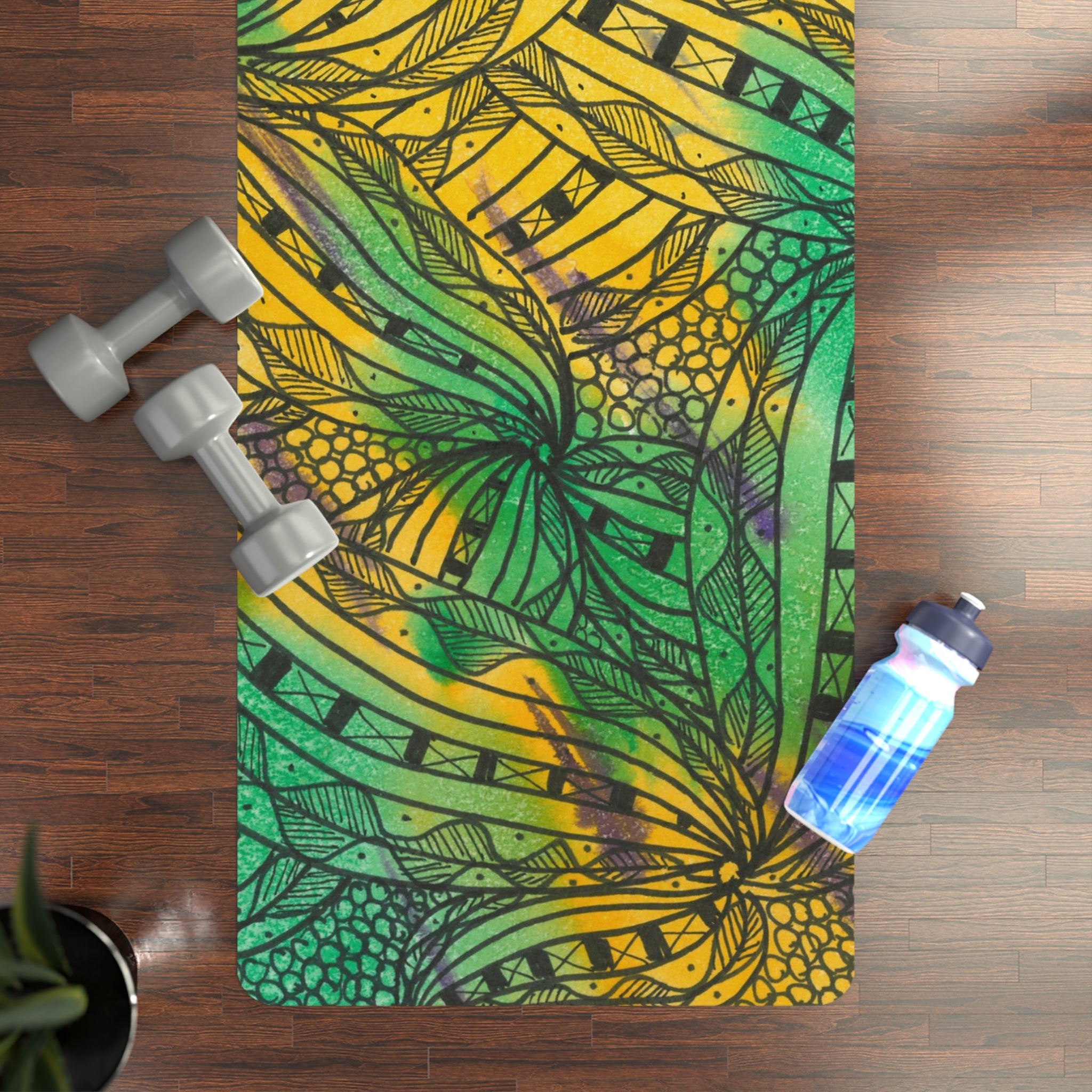 Yoga Mats and Gym Mats. Colourful Abstract Designs. Perfect for Home, Yoga or Gym Class, or a Special Gift #37 Shrubbery