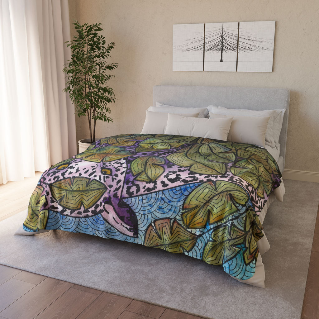 Fleece Throw Blanket, Textured Sherpa Underside, Hemmed, 2 Sizes. Colourful Abstract Design. Perfect for Bedroom, Living Room, or Special Gift #76 Purrfect Blend