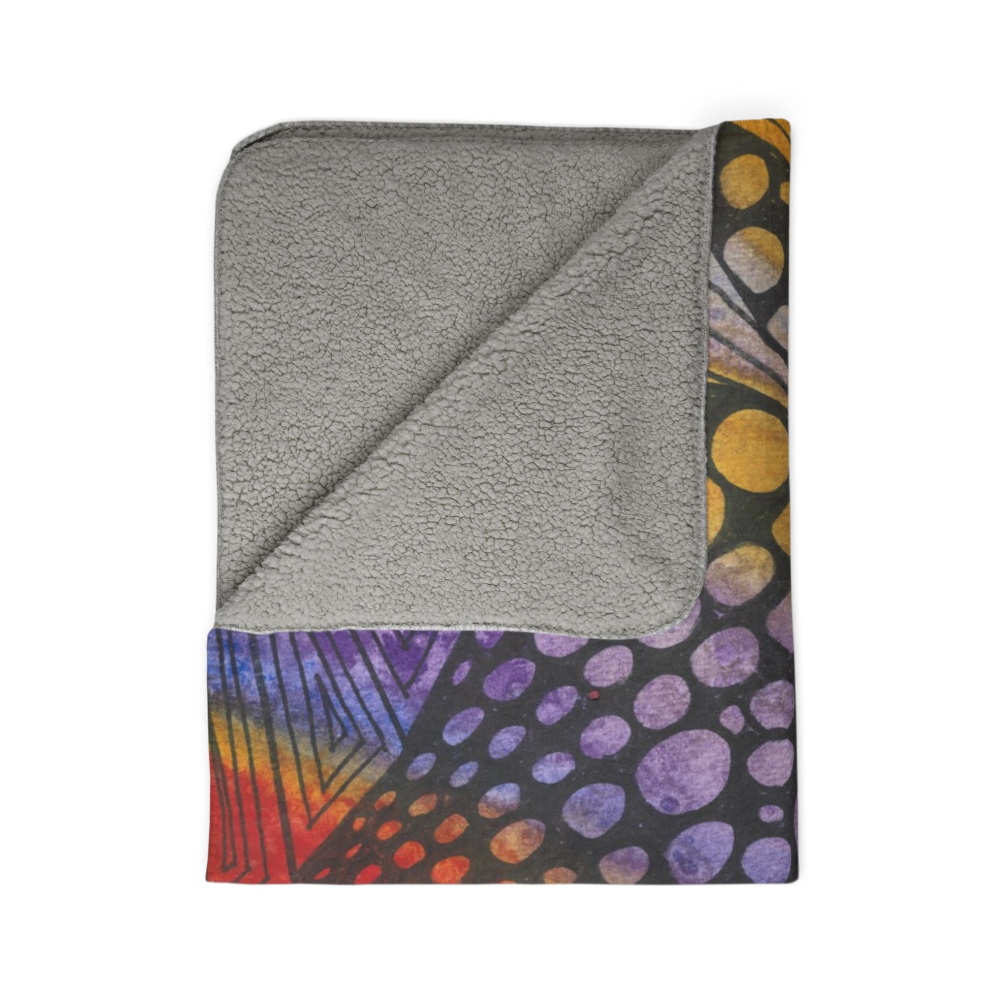 Fleece Throw Blanket, Textured Sherpa Underside, Hemmed, 2 Sizes. Colourful Abstract Design. Perfect for Bedroom, Living Room, or Special Gift #82 Fighting Delusions