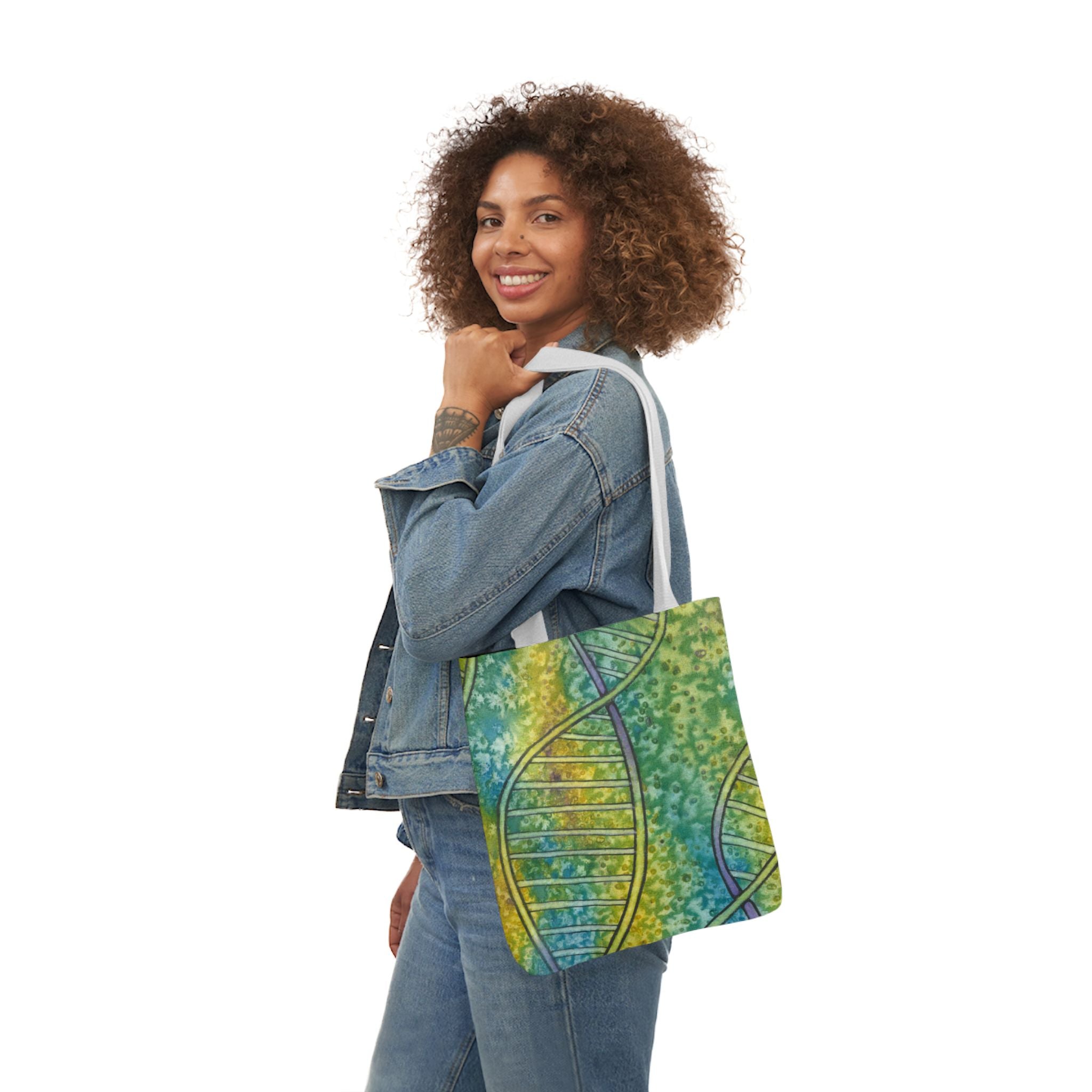Canvas Tote Bags, Colourful Abstract Designs, 5-Color Straps, 3 Sizes.  For Family and friends or a Special Gift #99 Crop Of DNA