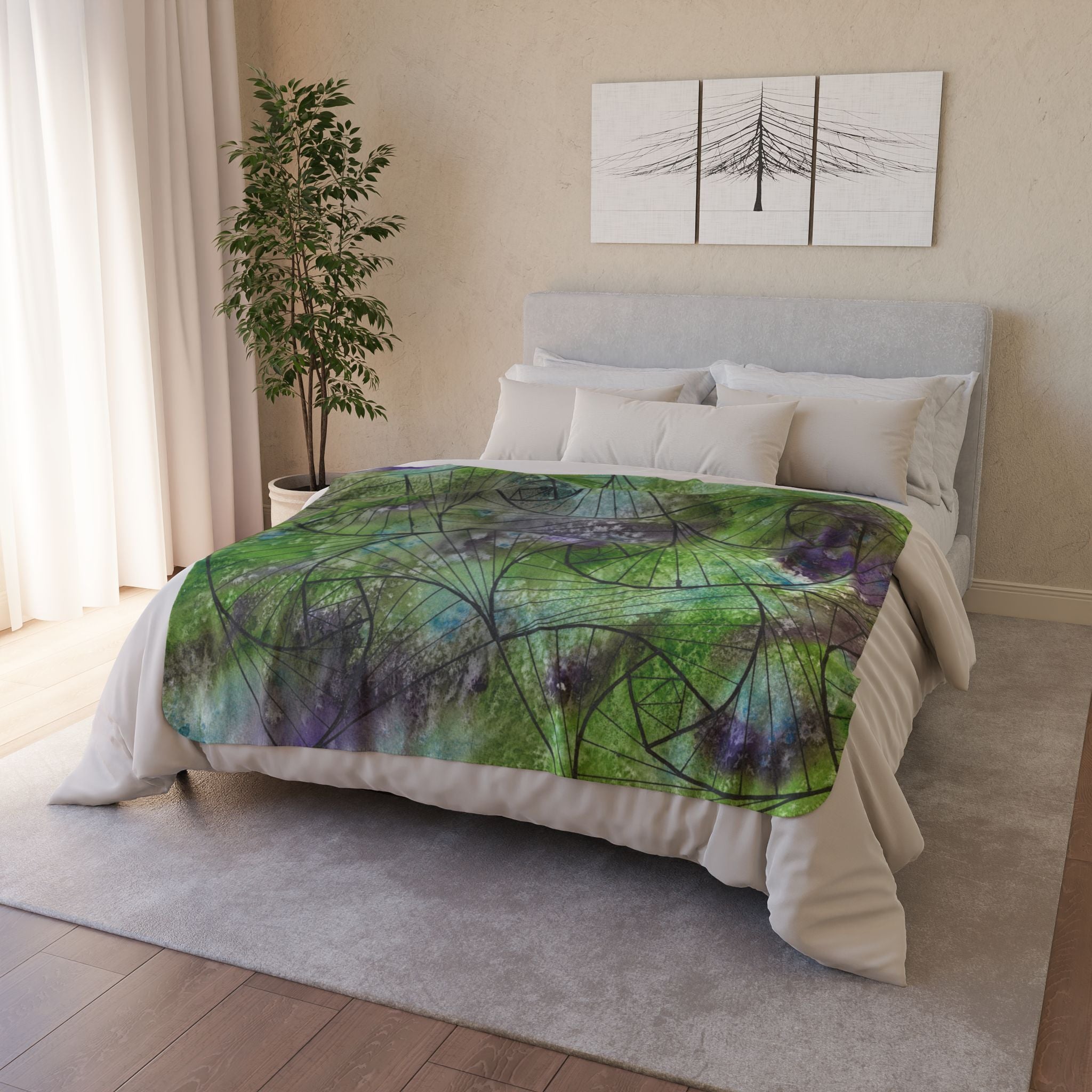 Fleece Throw Blanket, Textured Sherpa Underside, Hemmed, 2 Sizes. Colourful Abstract Design. Perfect for Bedroom, Living Room, or Special Gift #55 Of Course Im Sure
