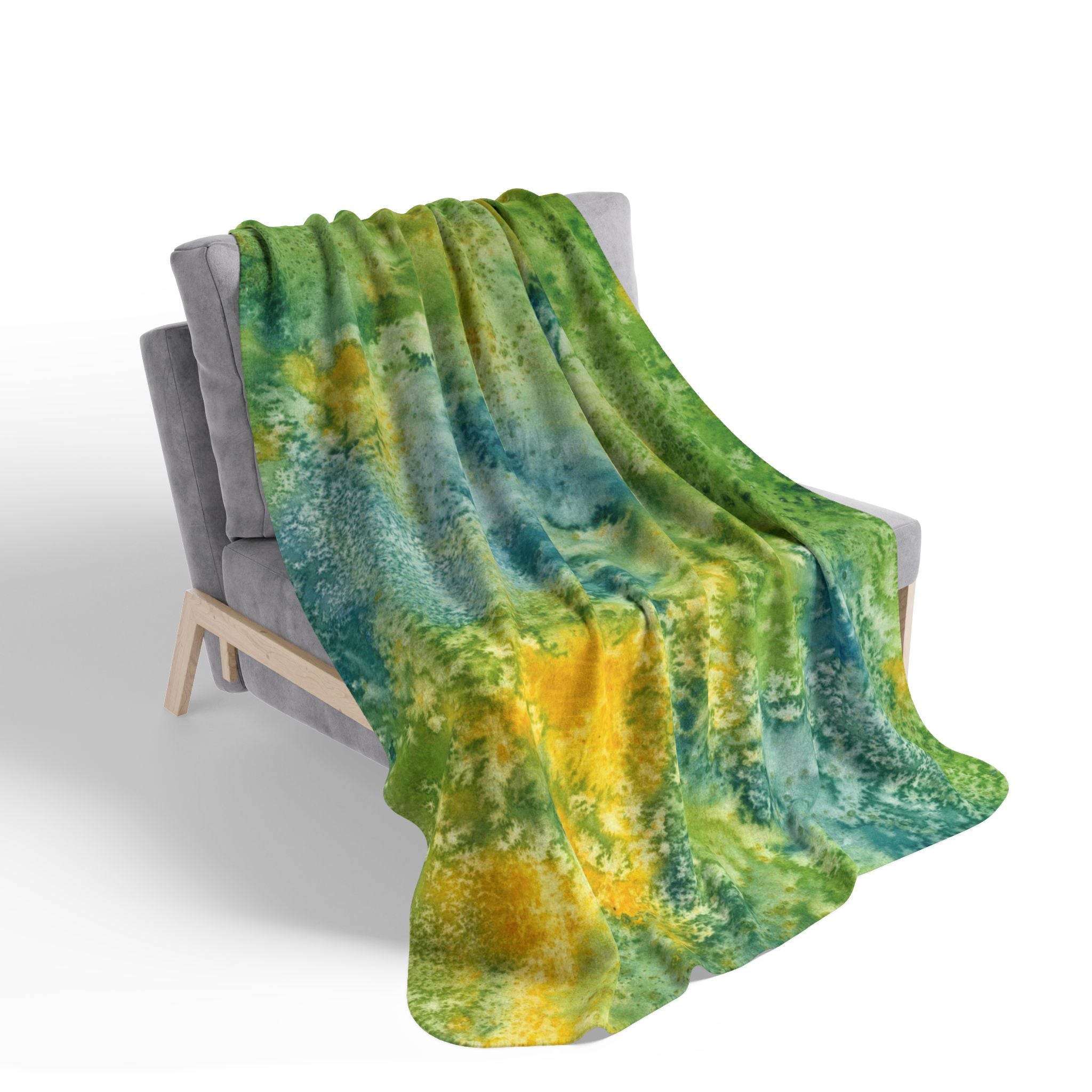 Fleece Throw Blanket, Textured Sherpa Underside, Hemmed, 2 Sizes. Colourful Abstract Design. Perfect for Bedroom, Living Room, or Special Gift #52 View From Above