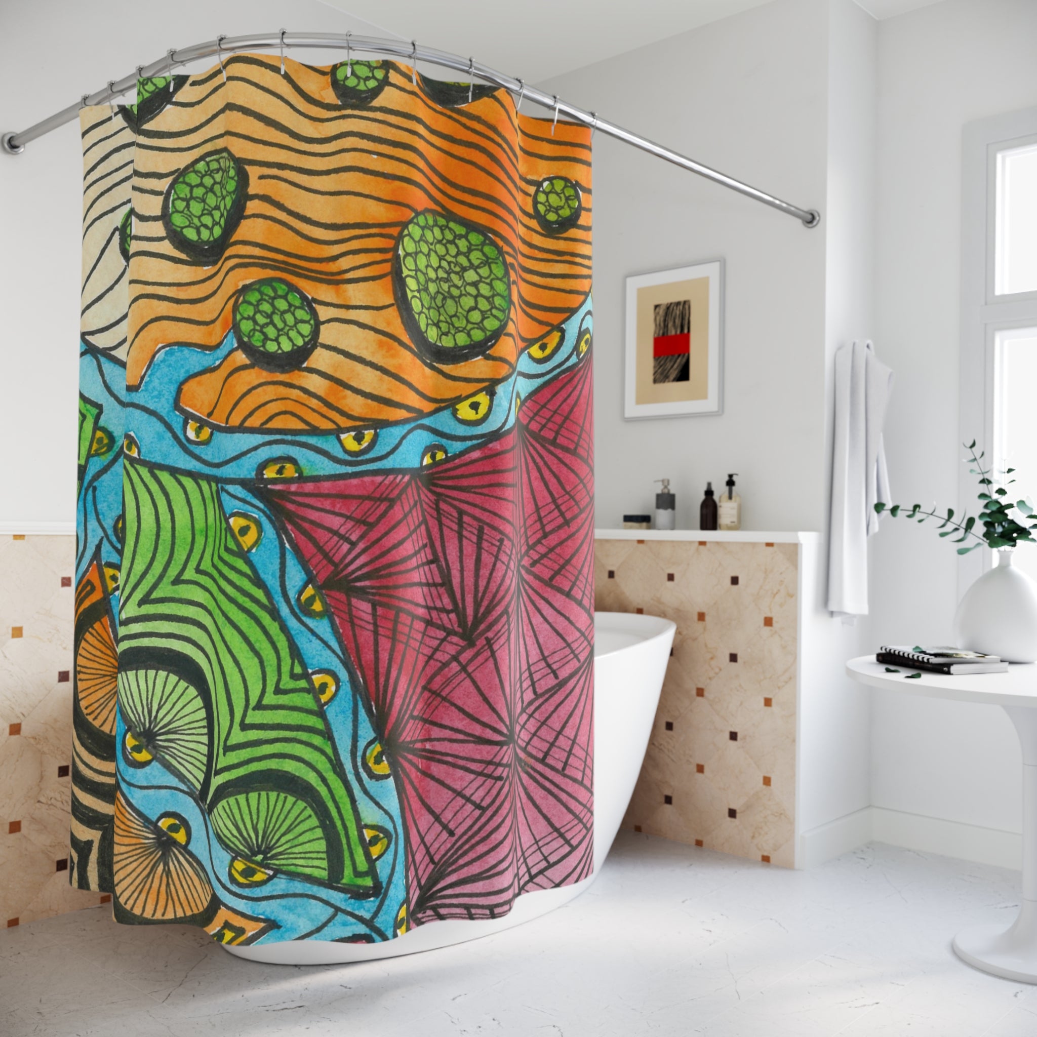 Beautiful Shower Curtains to Refresh Your Bathroom. Colourful Abstract Designs. Perfect For Your Bathroom or Special House-Warming Gift #11 Today's The Day