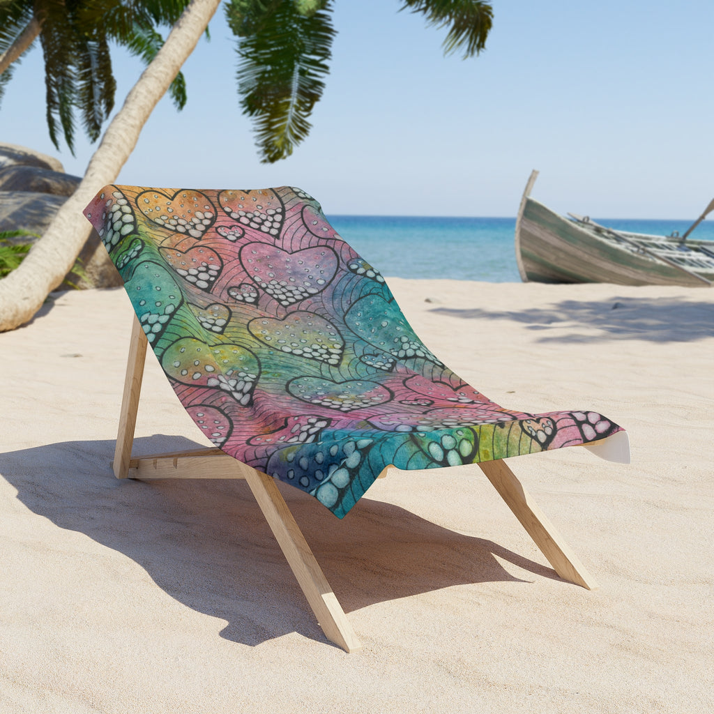 Colourful Abstract Beach Towels, Cotton Loop backing for Durability, 2 Sizes.  For Family and friends or a Special Gift #97 Whats Love Got To Do With It