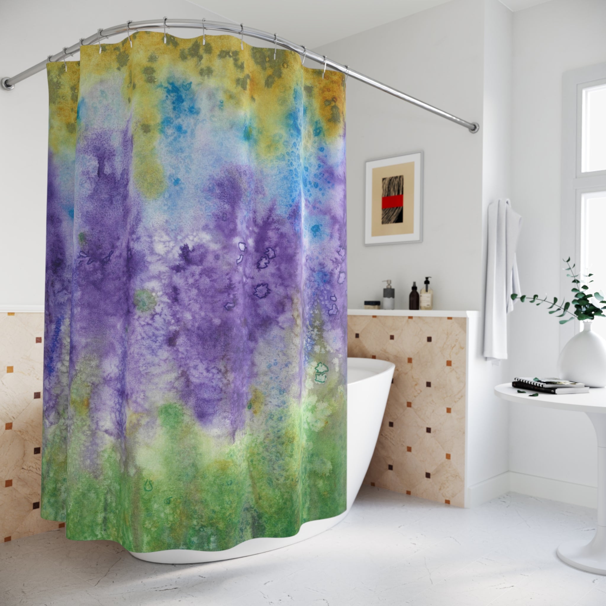 Beautiful Shower Curtains to Refresh Your Bathroom. Colourful Abstract Designs. Perfect For Your Bathroom or Special House-Warming Gift #74 Lavender Fields