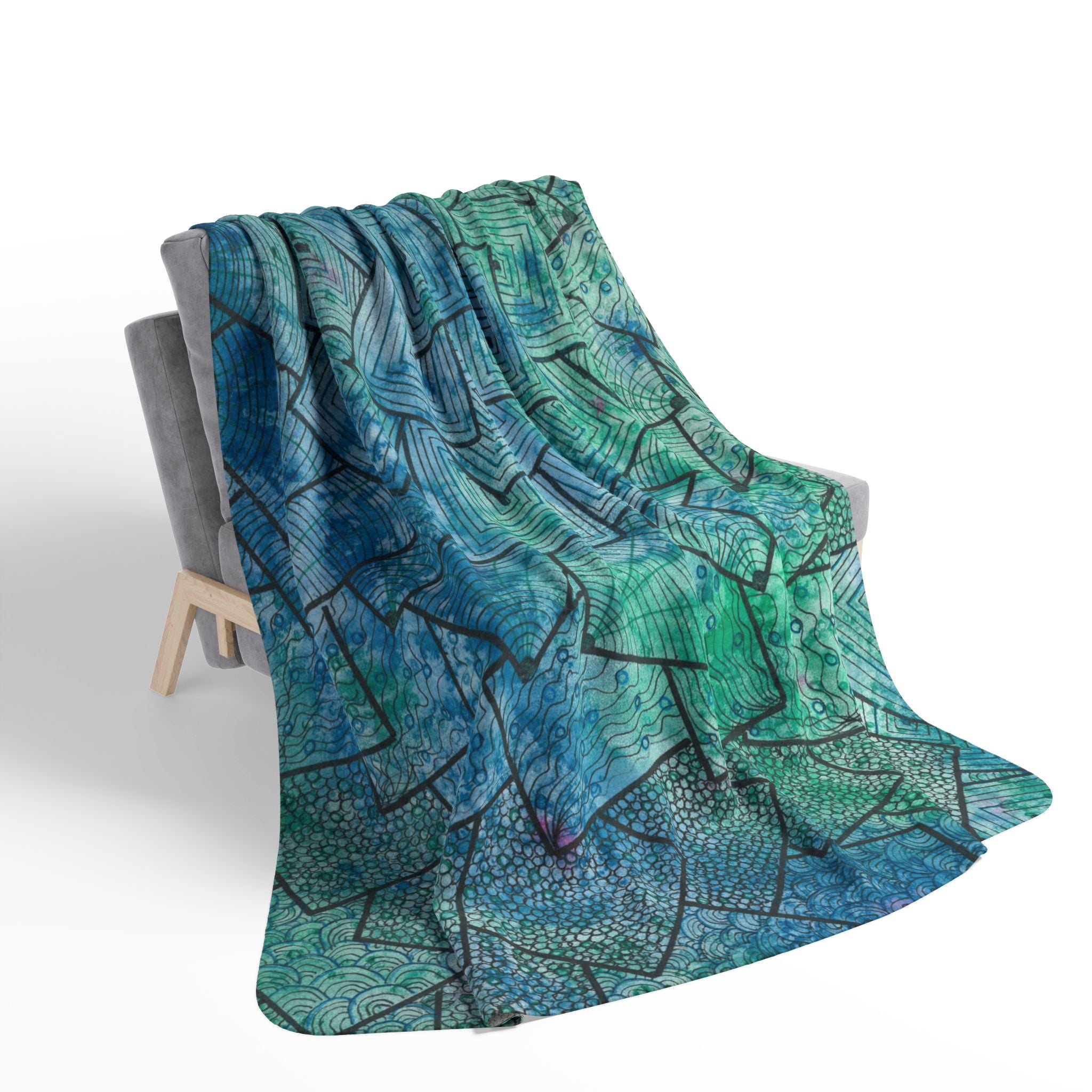 Fleece Throw Blanket, Textured Sherpa Underside, Hemmed, 2 Sizes. Colourful Abstract Design. Perfect for Bedroom, Living Room, or Special Gift #65 And The AnswerIs