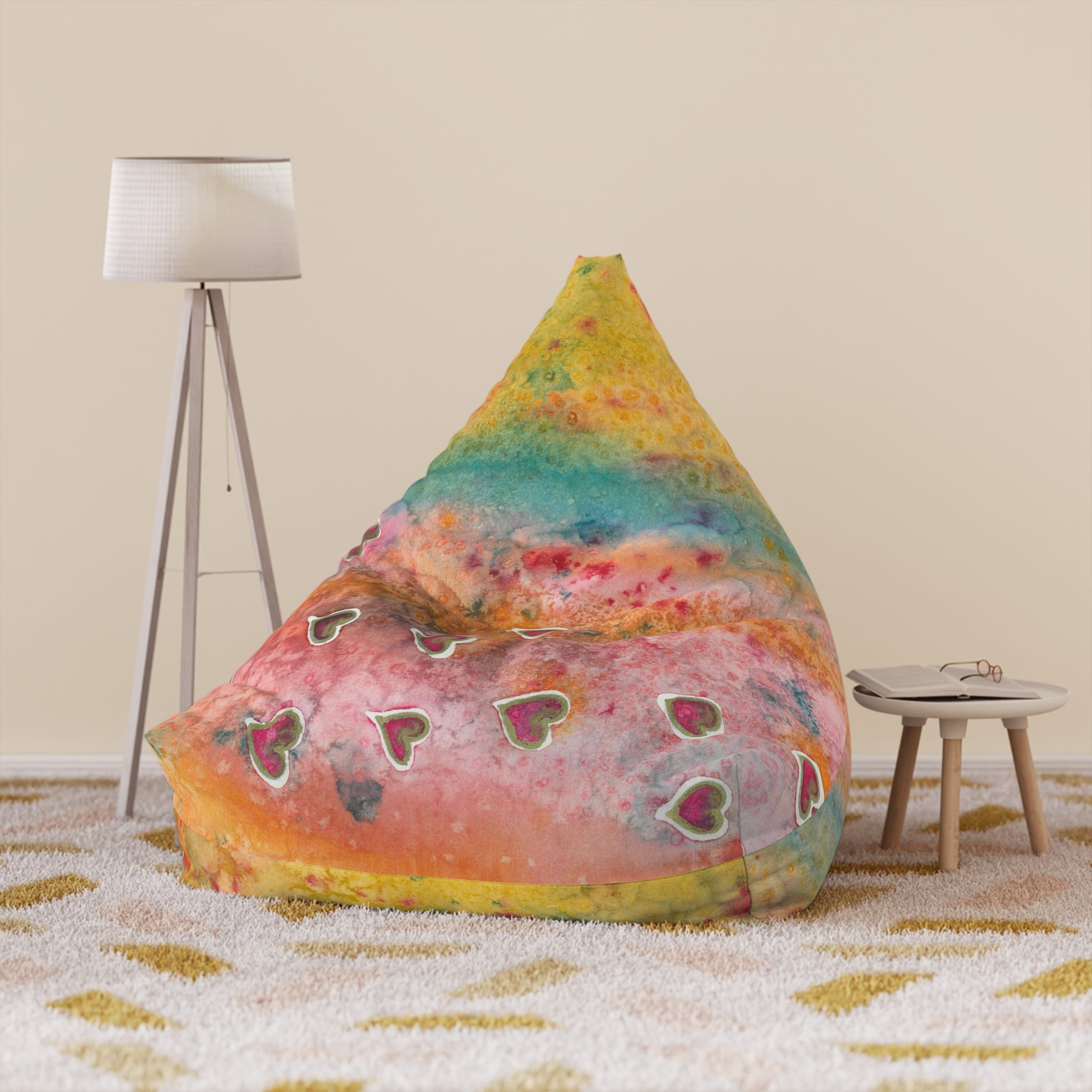 Bean Bag Chair Covers For Indoor & Outdoor - 2 Sizes - Exciting Abstract Design #96 Love, Friendship, integrity