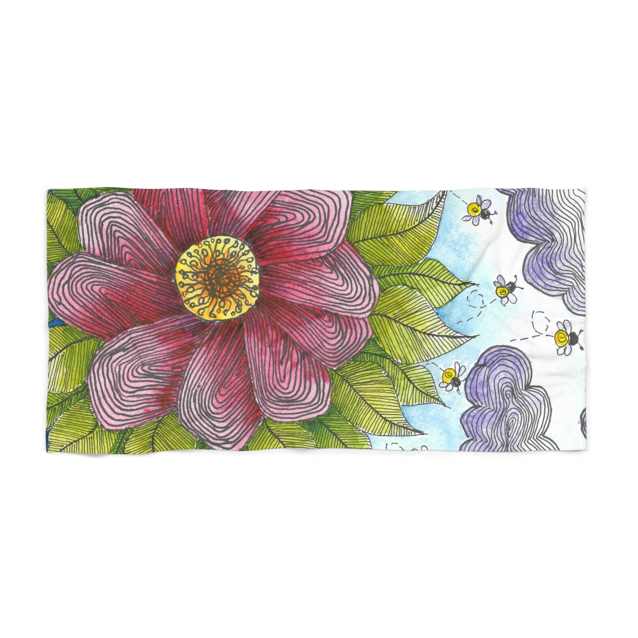 Colourful Abstract Beach Towels, Cotton Loop backing for Durability, 2 Sizes.  For Family and friends or a Special Gift #4 Bloom'n