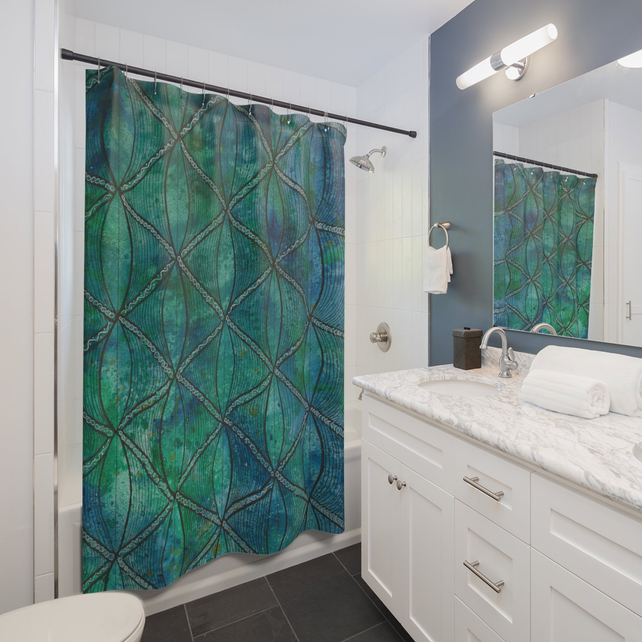 Beautiful Shower Curtains to Refresh Your Bathroom. Colourful Abstract Designs. Perfect For Your Bathroom or Special House-Warming Gift #58 Hows The Serenity