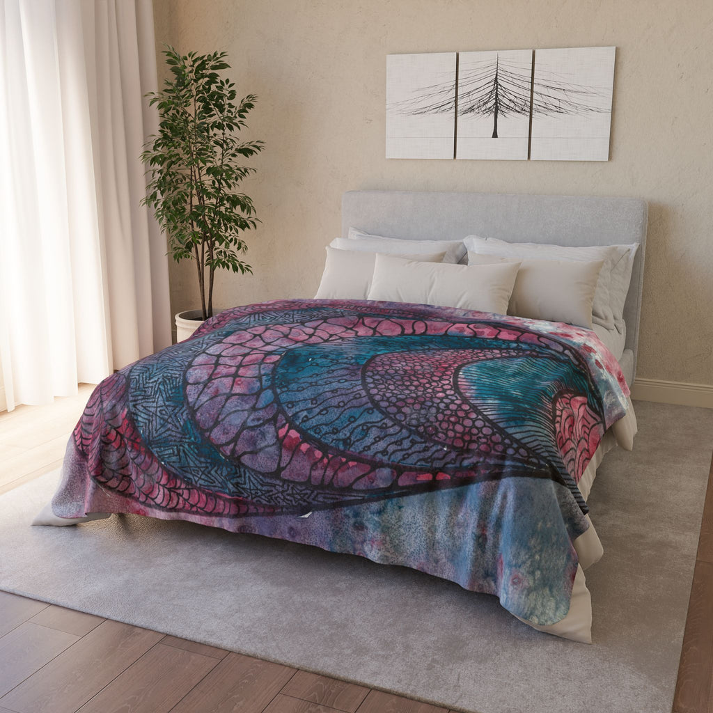 Fleece Throw Blanket, Textured Sherpa Underside, Hemmed, 2 Sizes. Colourful Abstract Design. Perfect for Bedroom, Living Room, or Special Gift #92 The Goddess Lives