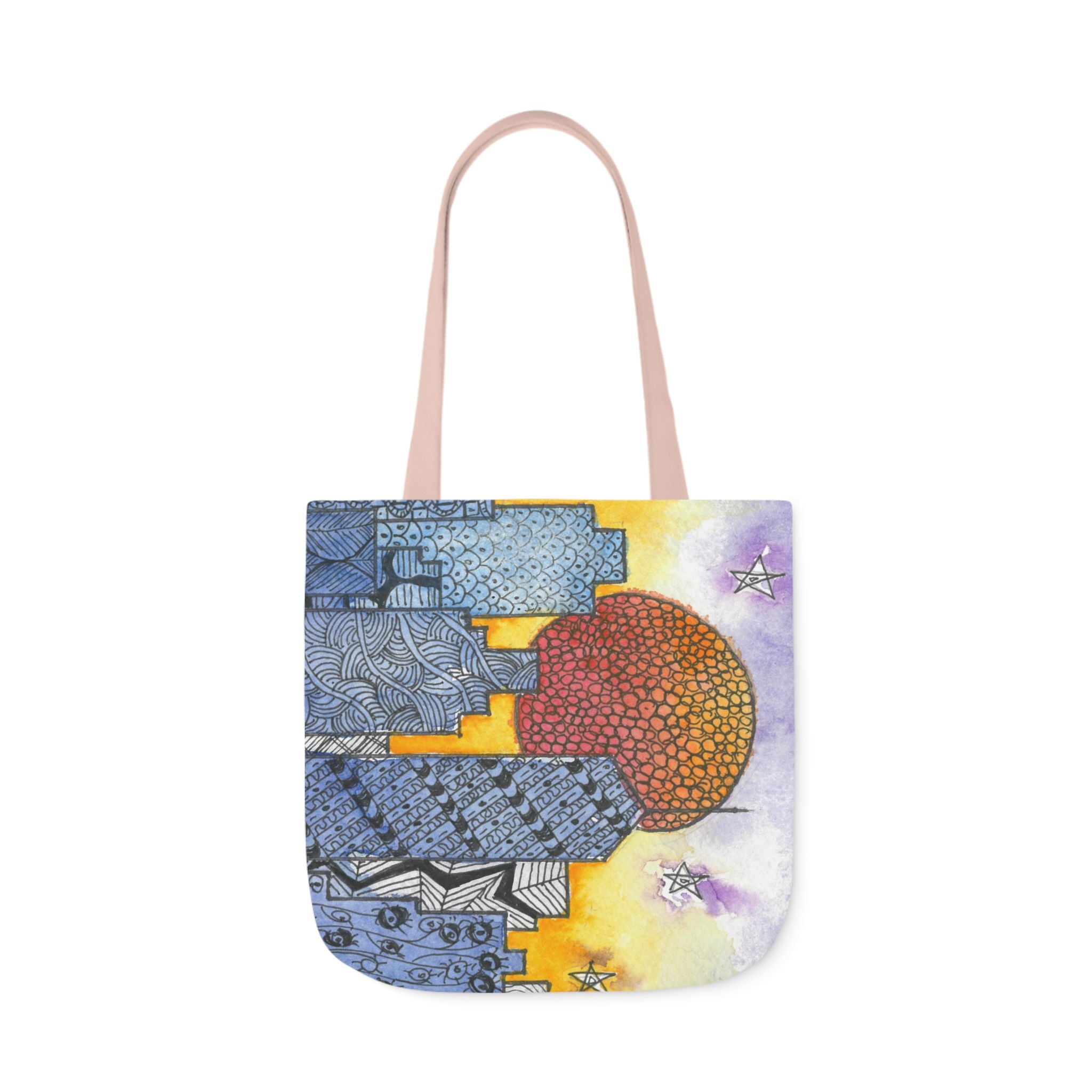 Canvas Tote Bags, Colourful Abstract Designs, 5-Color Straps, 3 Sizes.  For Family and friends or a Special Gift #5 In The Shadows