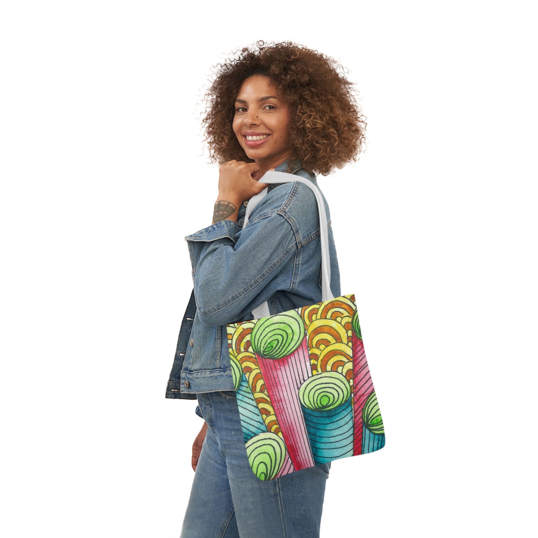 Canvas Tote Bags, Colourful Abstract Designs, 5-Color Straps, 3 Sizes.  For Family and friends or a Special Gift #93 On A Mission