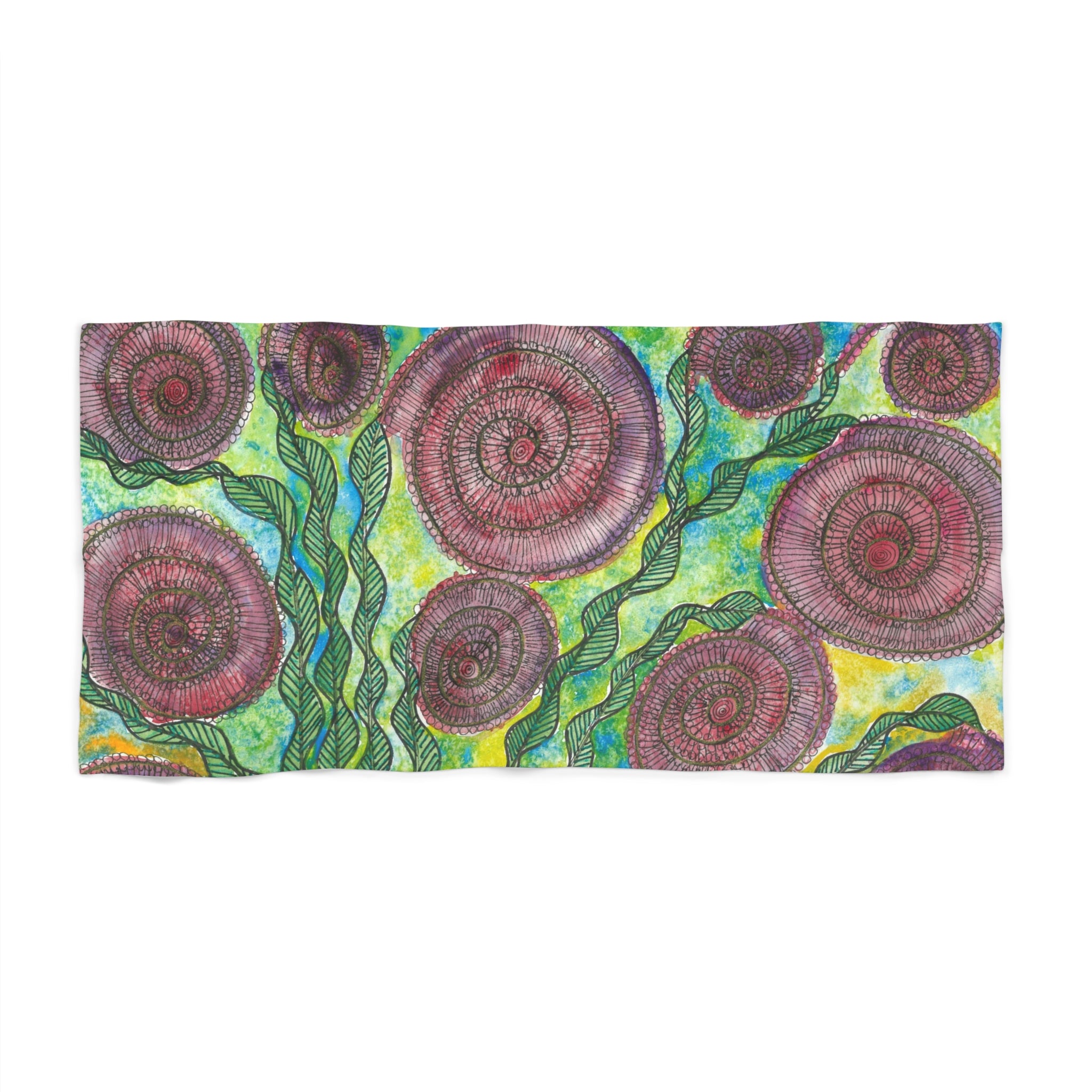Colourful Abstract Beach Towels, Cotton Loop backing for Durability, 2 Sizes.  For Family and friends or a Special Gift #35 Beetroot To Yourself