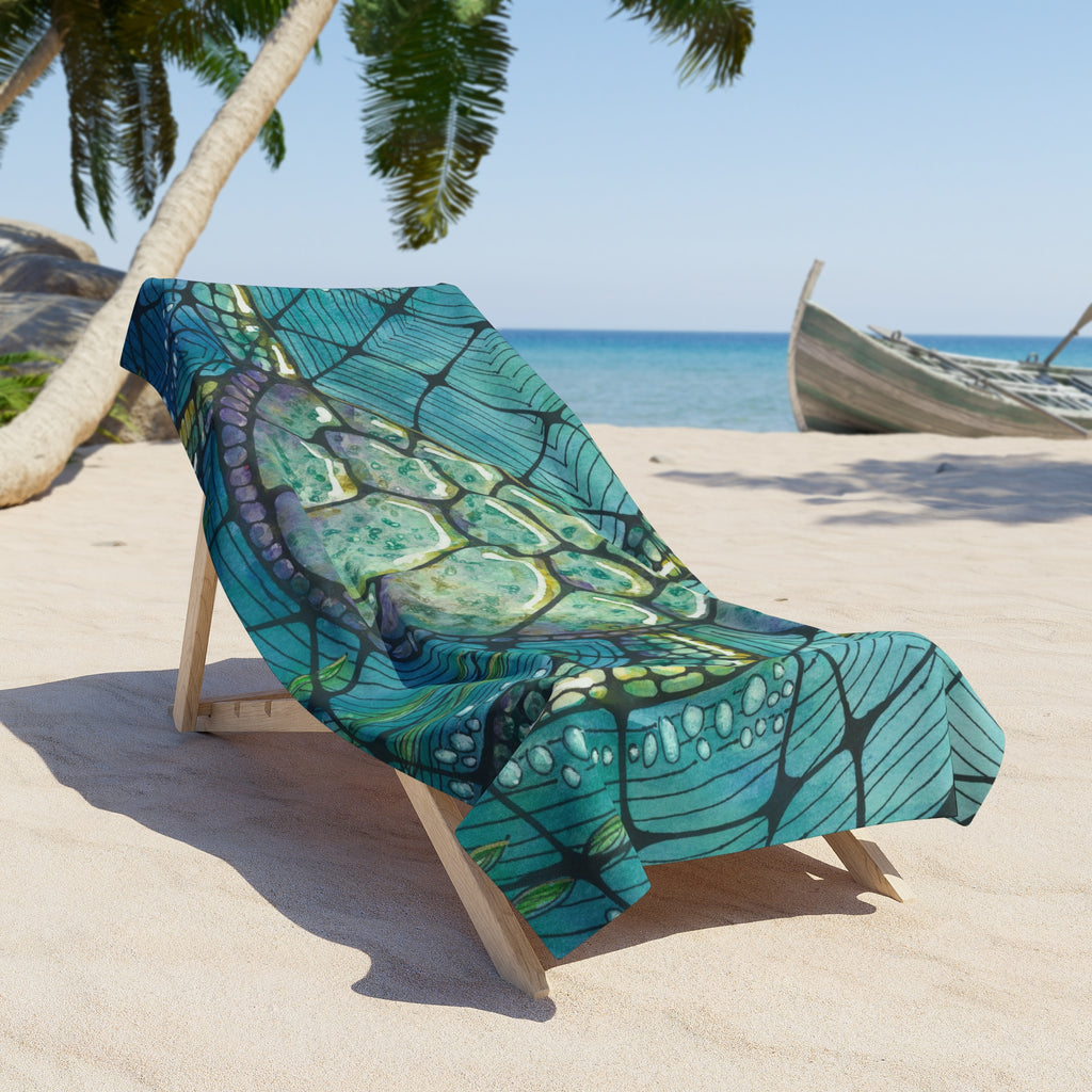 Colourful Abstract Beach Towels, Cotton Loop backing for Durability, 2 Sizes.  For Family and friends or a Special Gift #73 Turtling Along