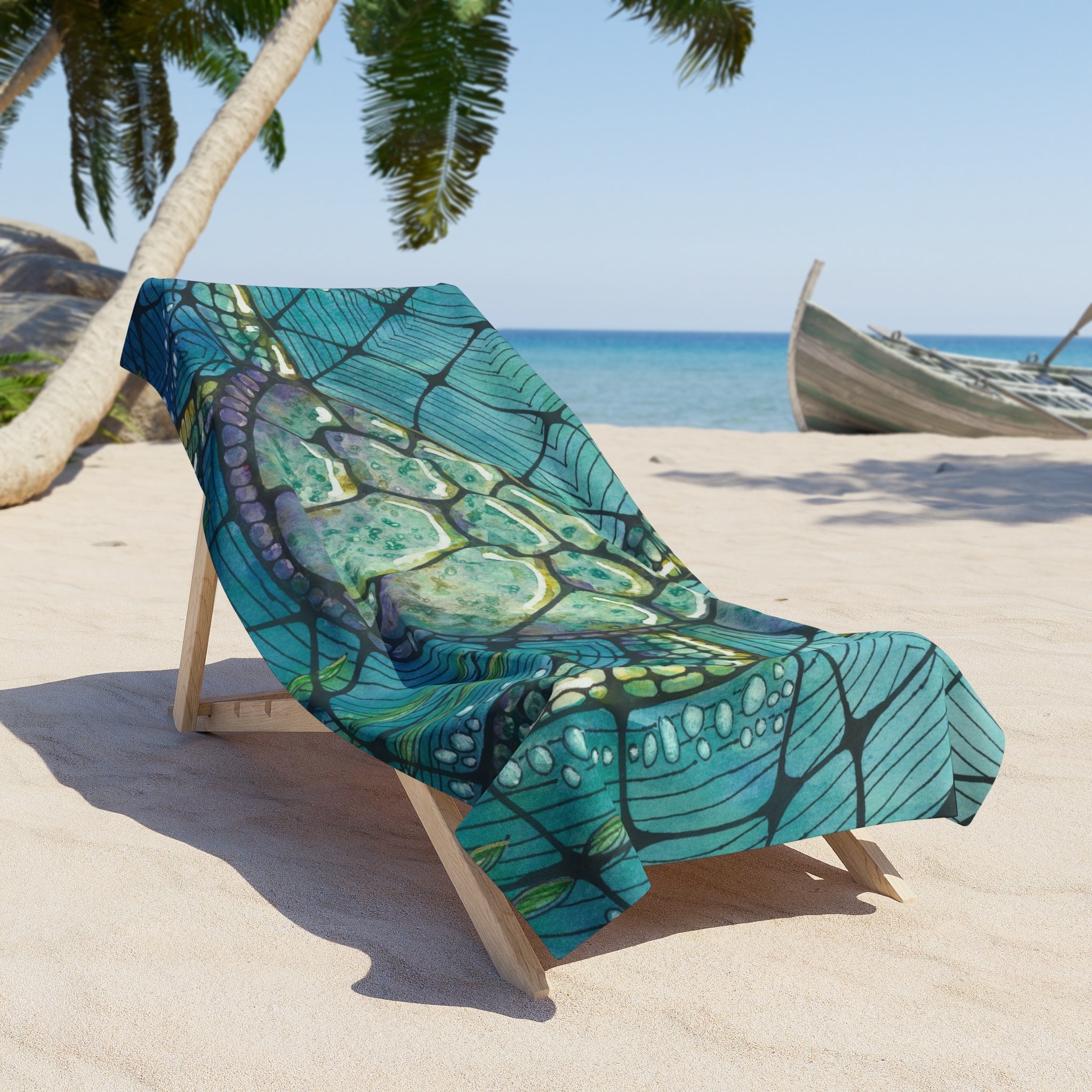 Colourful Abstract Beach Towels, Cotton Loop backing for Durability, 2 Sizes.  For Family and friends or a Special Gift #73 Turtling Along