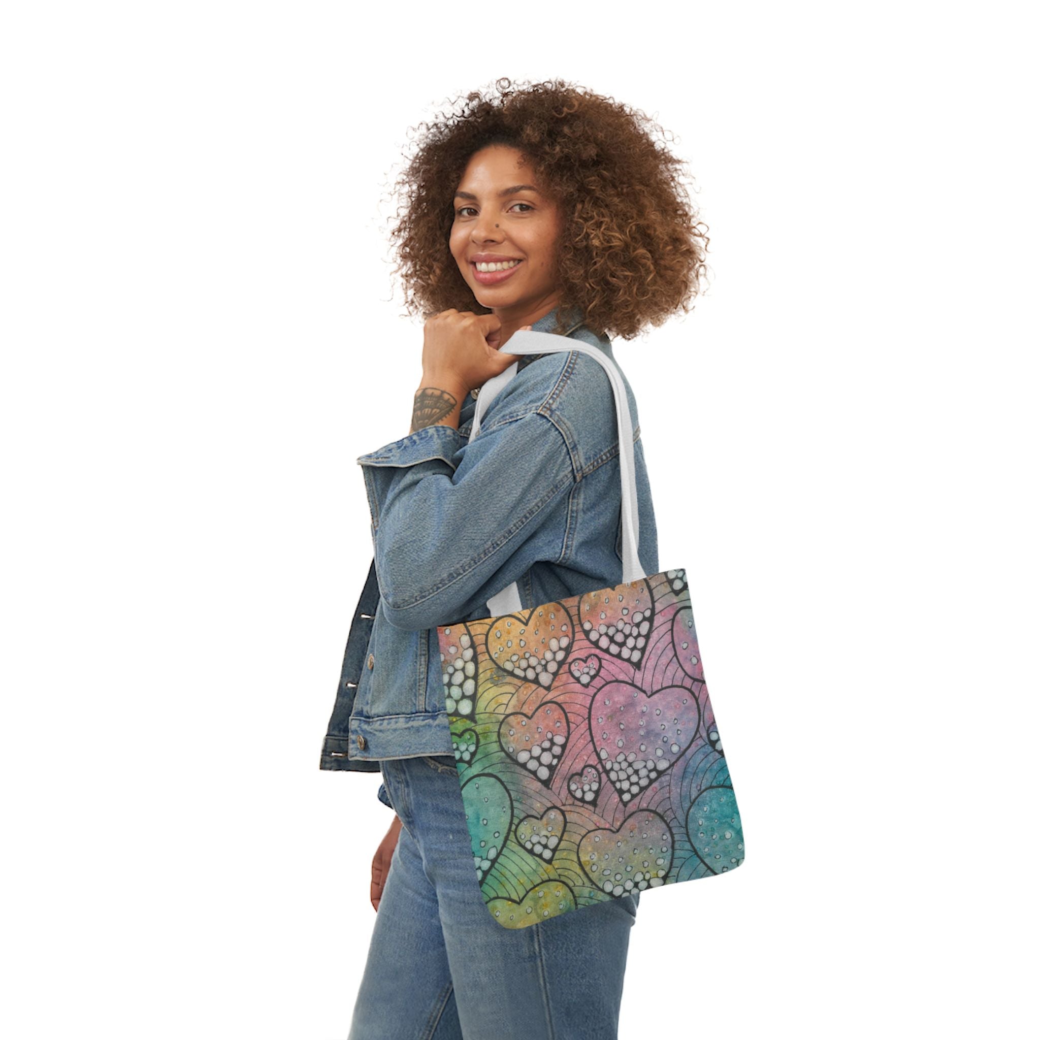 Canvas Tote Bags, Colourful Abstract Designs, 5-Color Straps, 3 Sizes.  For Family and friends or a Special Gift #97 Whats Love Got To Do With It