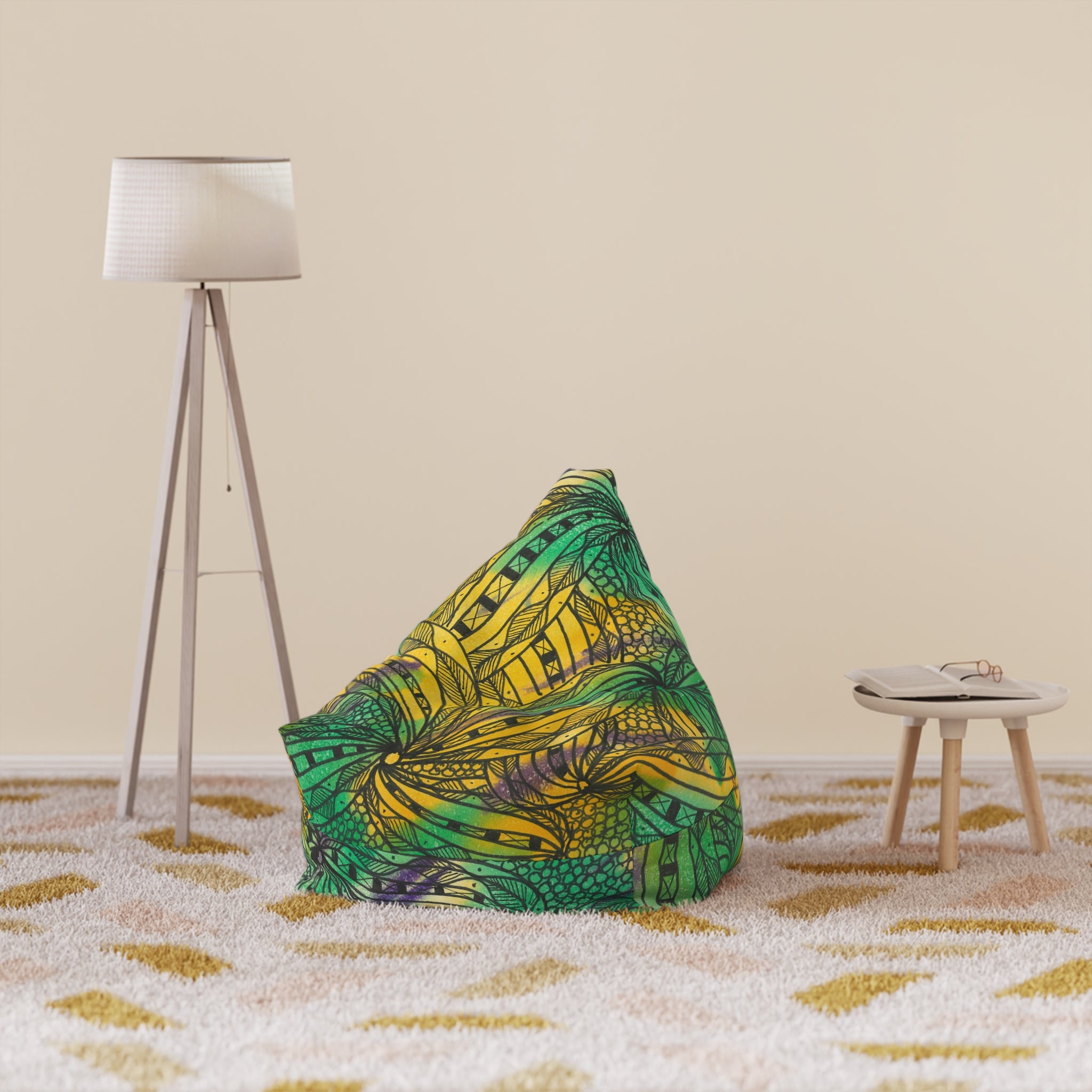 Bean Bag Chair Covers For Indoor & Outdoor - 2 Sizes - Exciting Abstract Design #37 Shrubbery