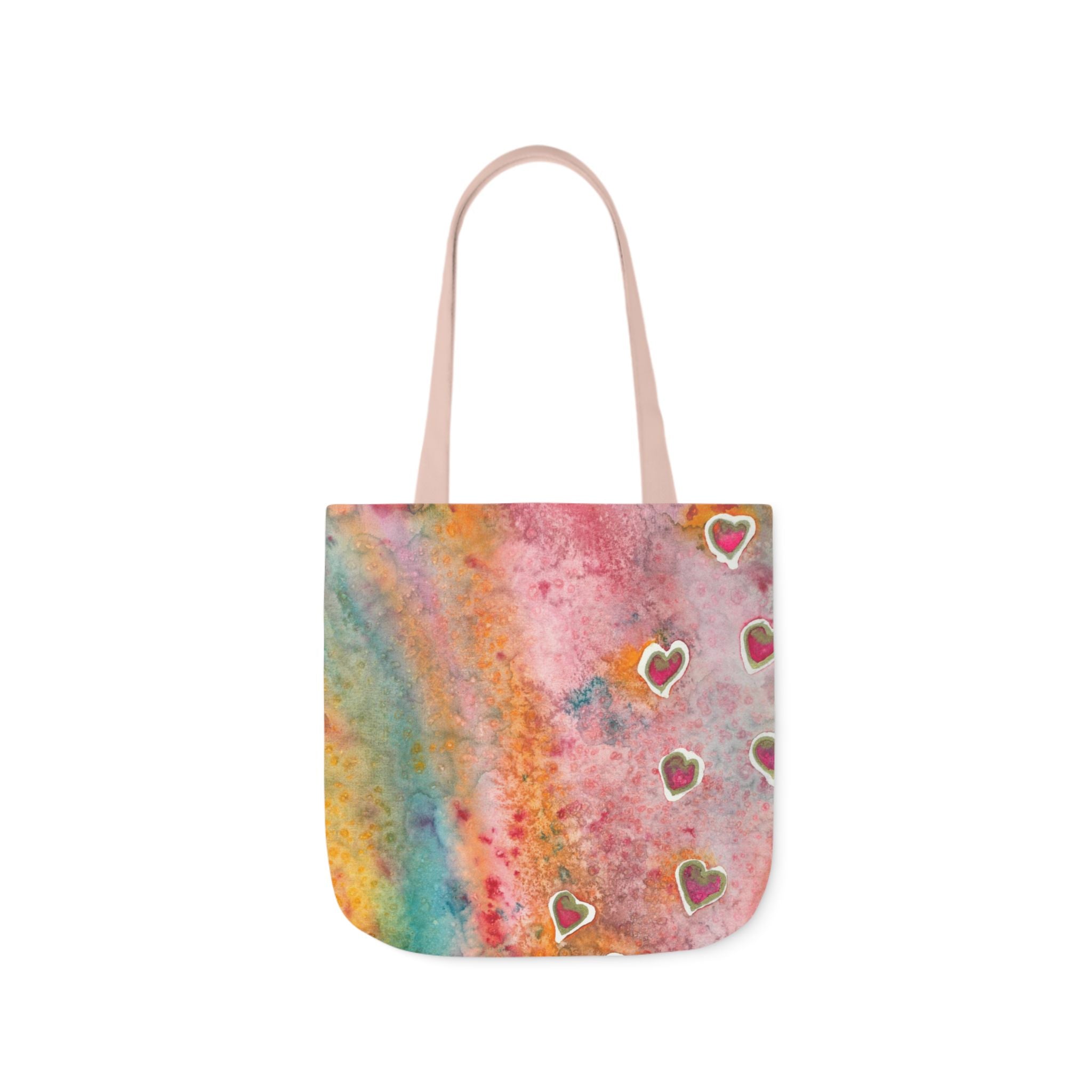 Canvas Tote Bags, Colourful Abstract Designs, 5-Color Straps, 3 Sizes.  For Family and friends or a Special Gift #96 Love Friendship Integrity