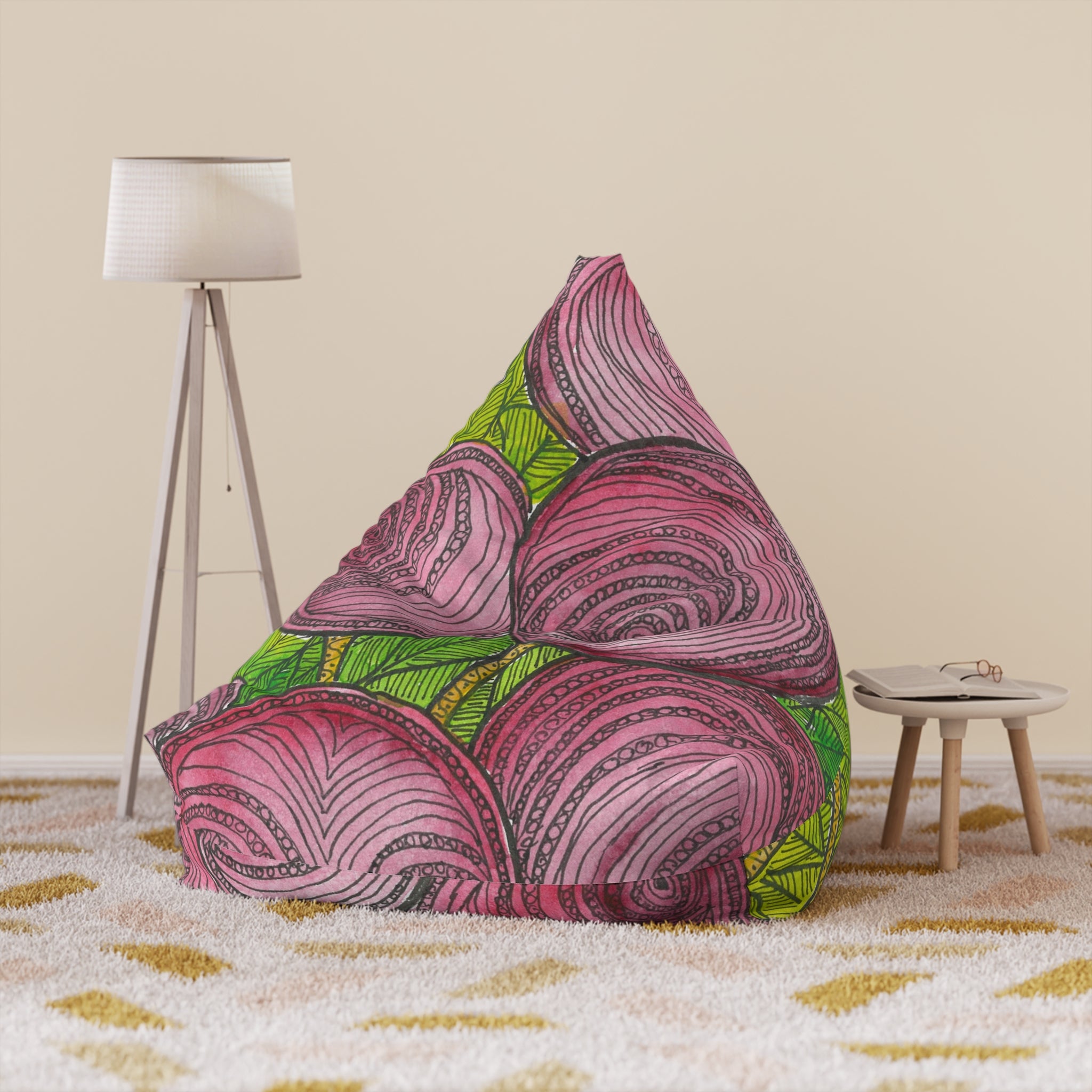 Bean Bag Chair Covers For Indoor & Outdoor - 2 Sizes - Exciting Abstract Design #9 Spaced Blossoms