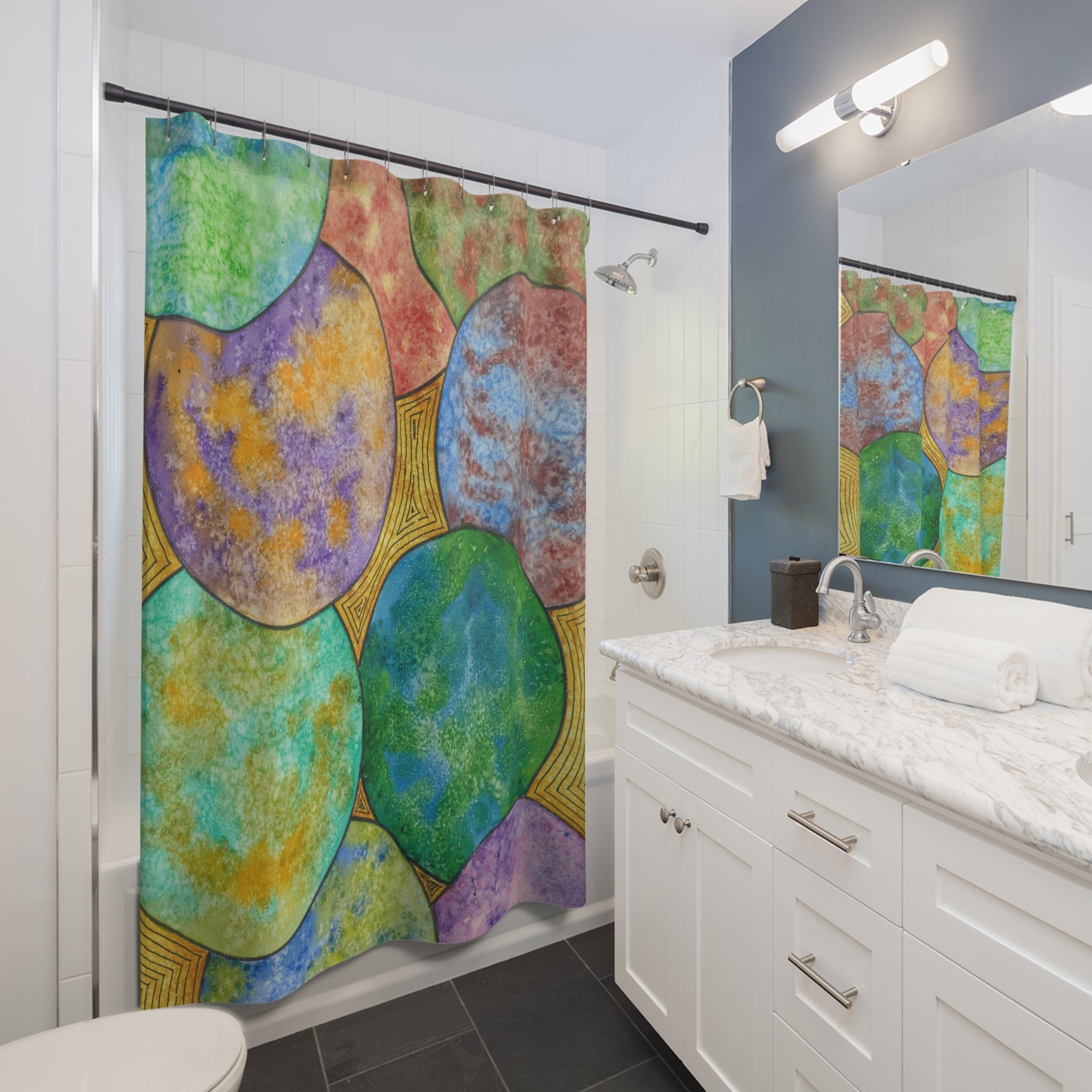 Beautiful Shower Curtains to Refresh Your Bathroom. Colourful Abstract Designs. Perfect For Your Bathroom or Special House-Warming Gift #61 Worlds Apart