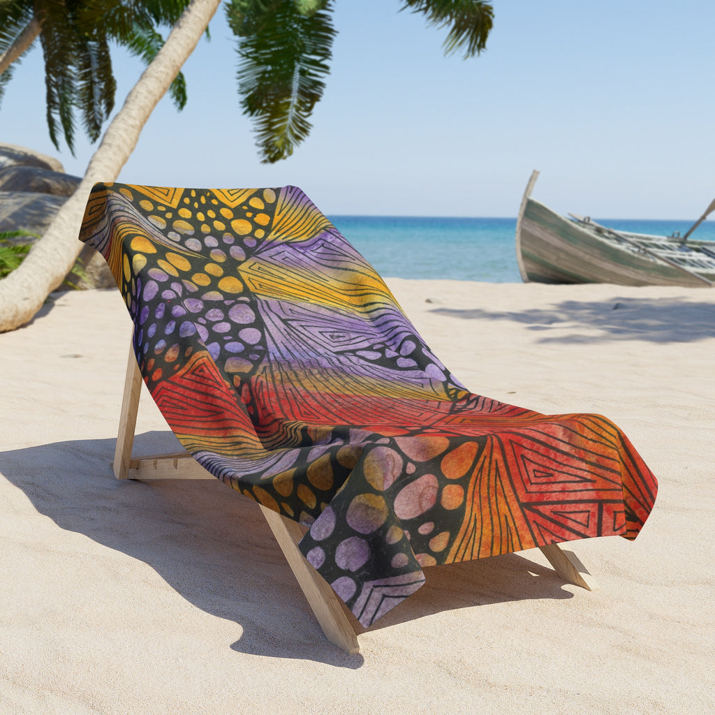 Colourful Abstract Beach Towels, Cotton Loop backing for Durability, 2 Sizes.  For Family and friends or a Special Gift #82 Fighting Delusions