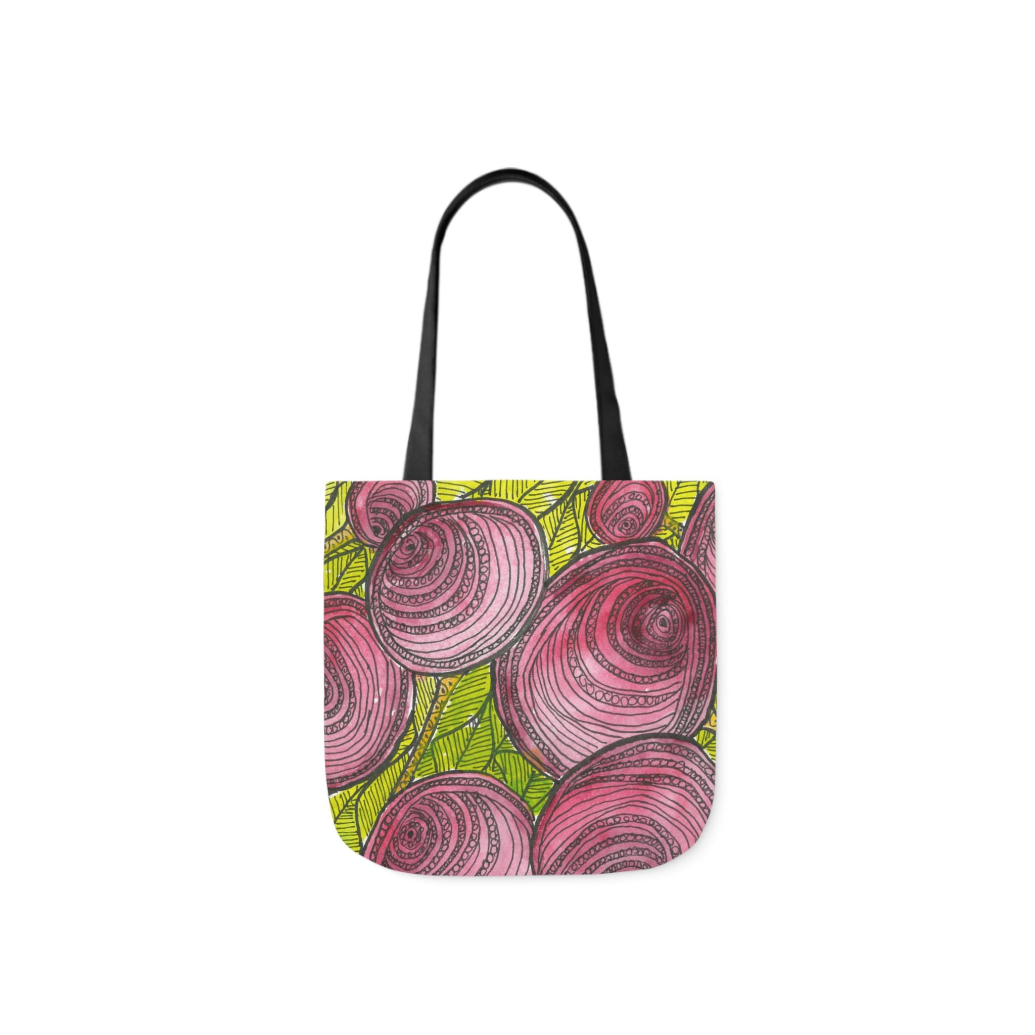 Canvas Tote Bags, Colourful Abstract Designs, 5-Color Straps, 3 Sizes.  For Family and friends or a Special Gift #9 Spaced Blossoms