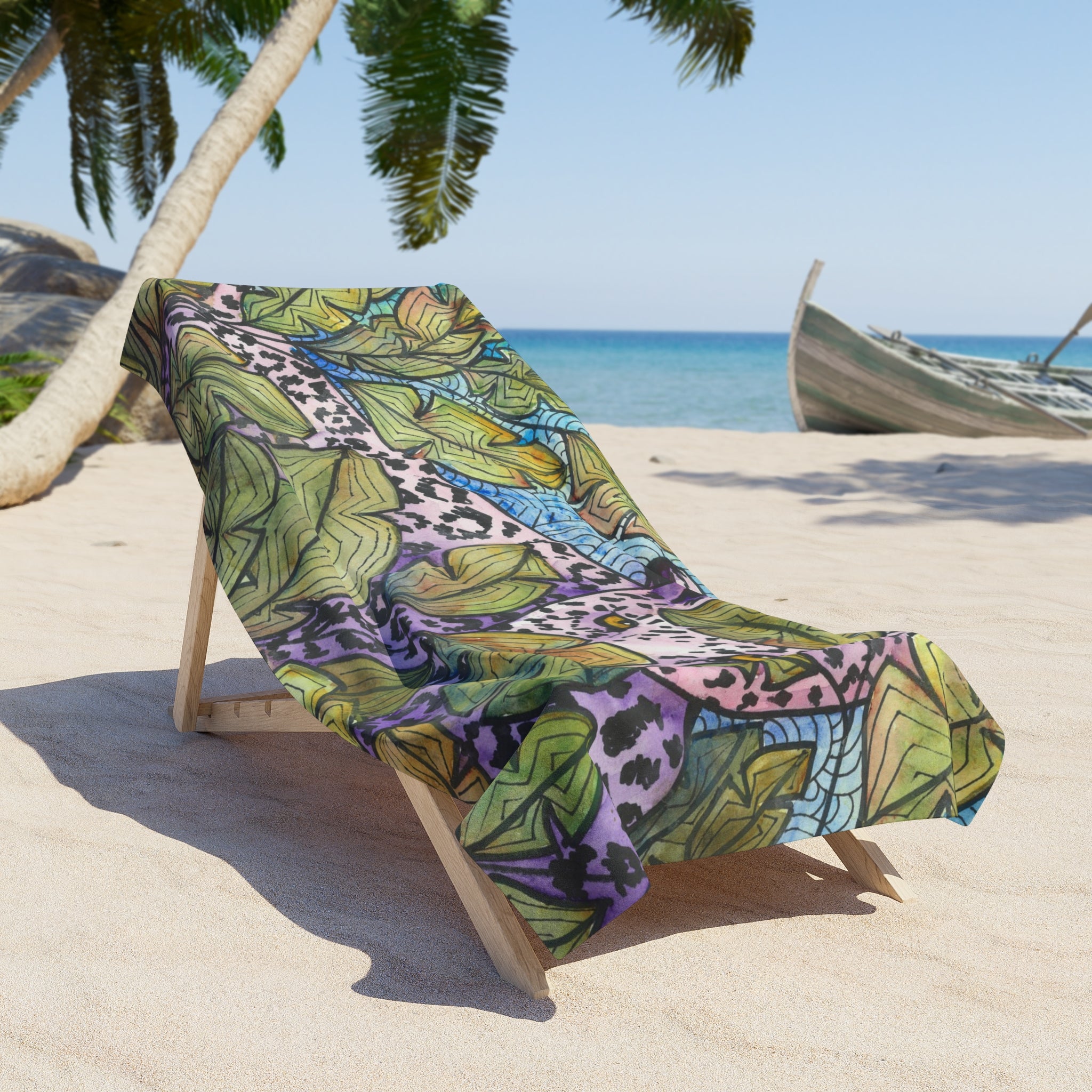 Colourful Abstract Beach Towels, Cotton Loop backing for Durability, 2 Sizes.  For Family and friends or a Special Gift #76 Purrfect Blend