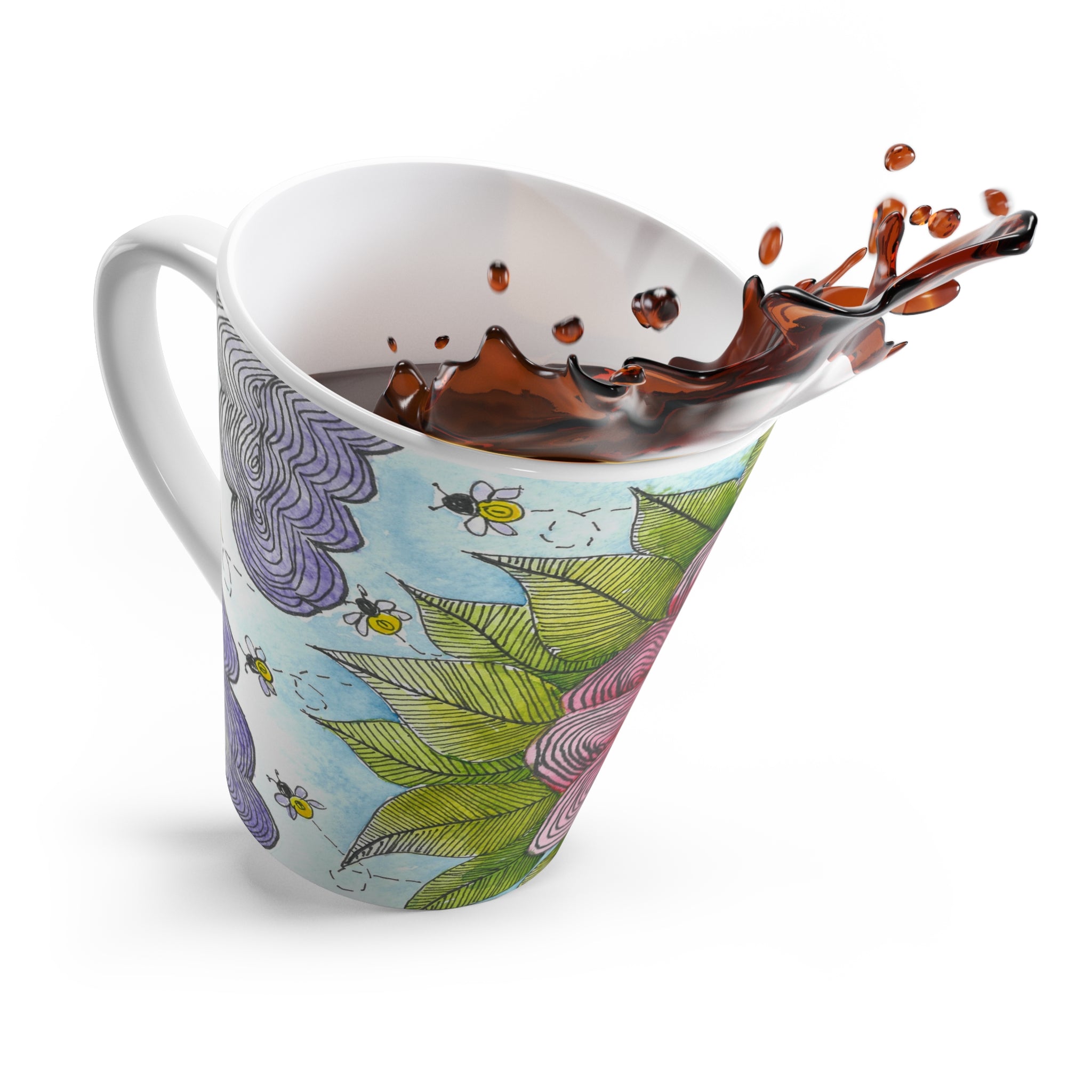 Coffee Mugs and Cups. Colourful Abstract Designs. Perfect for Home, Office or Special Gift #4 Bloom'n