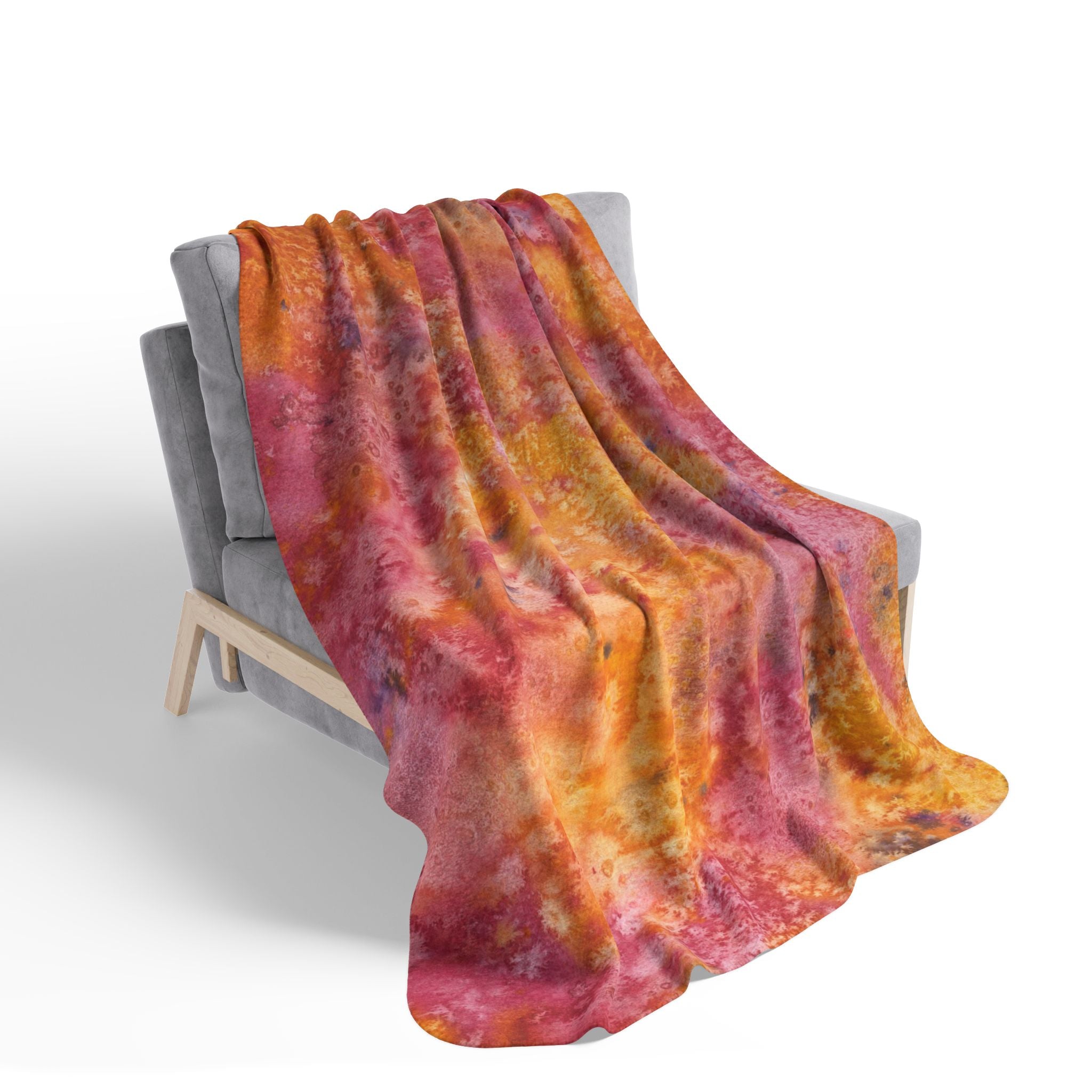 Fleece Throw Blanket, Textured Sherpa Underside, Hemmed, 2 Sizes. Colourful Abstract Design. Perfect for Bedroom, Living Room, or Special Gift #54 Heaven Can Wait