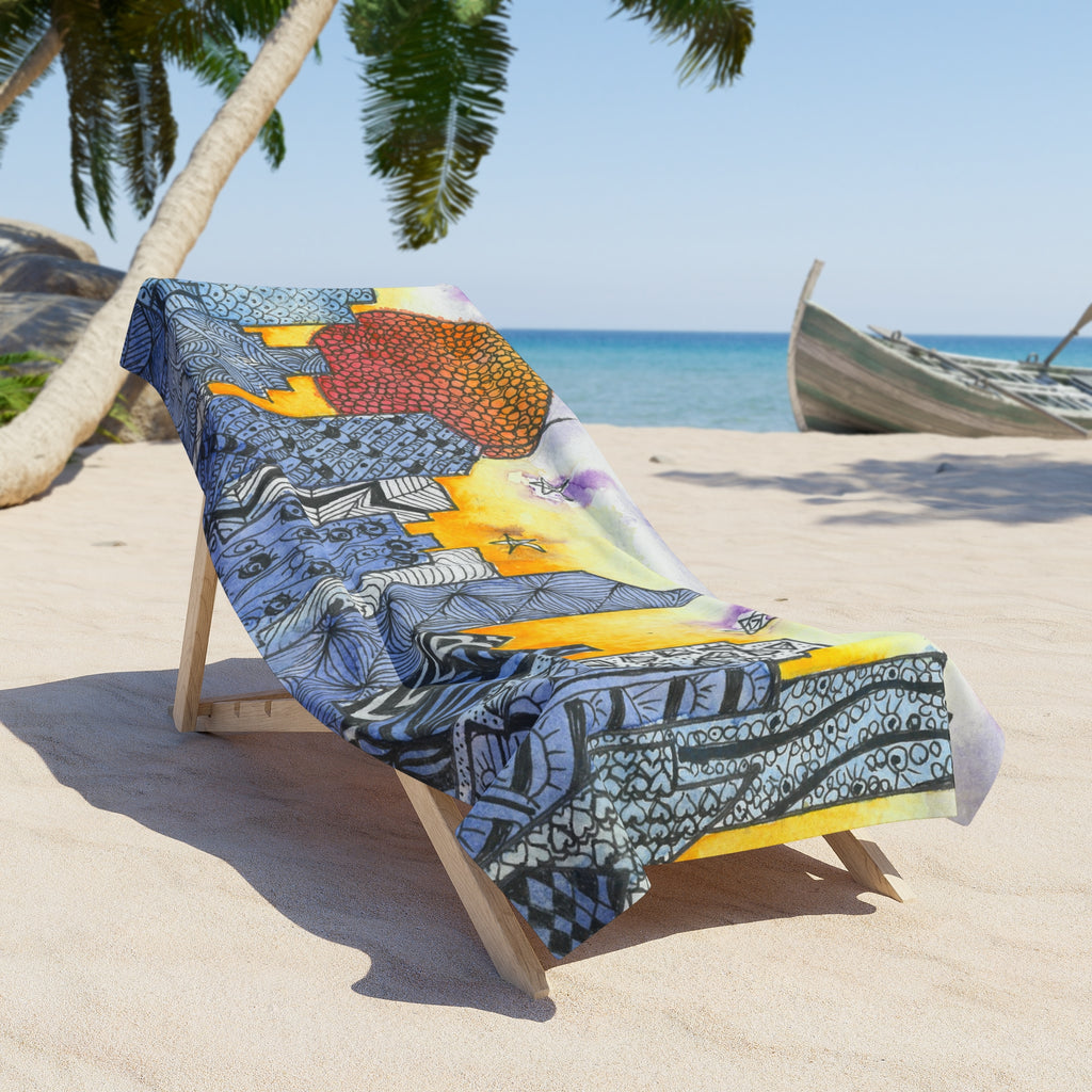 Colourful Abstract Beach Towels, Cotton Loop backing for Durability, 2 Sizes.  For Family and friends or a Special Gift #5 In The Shadows