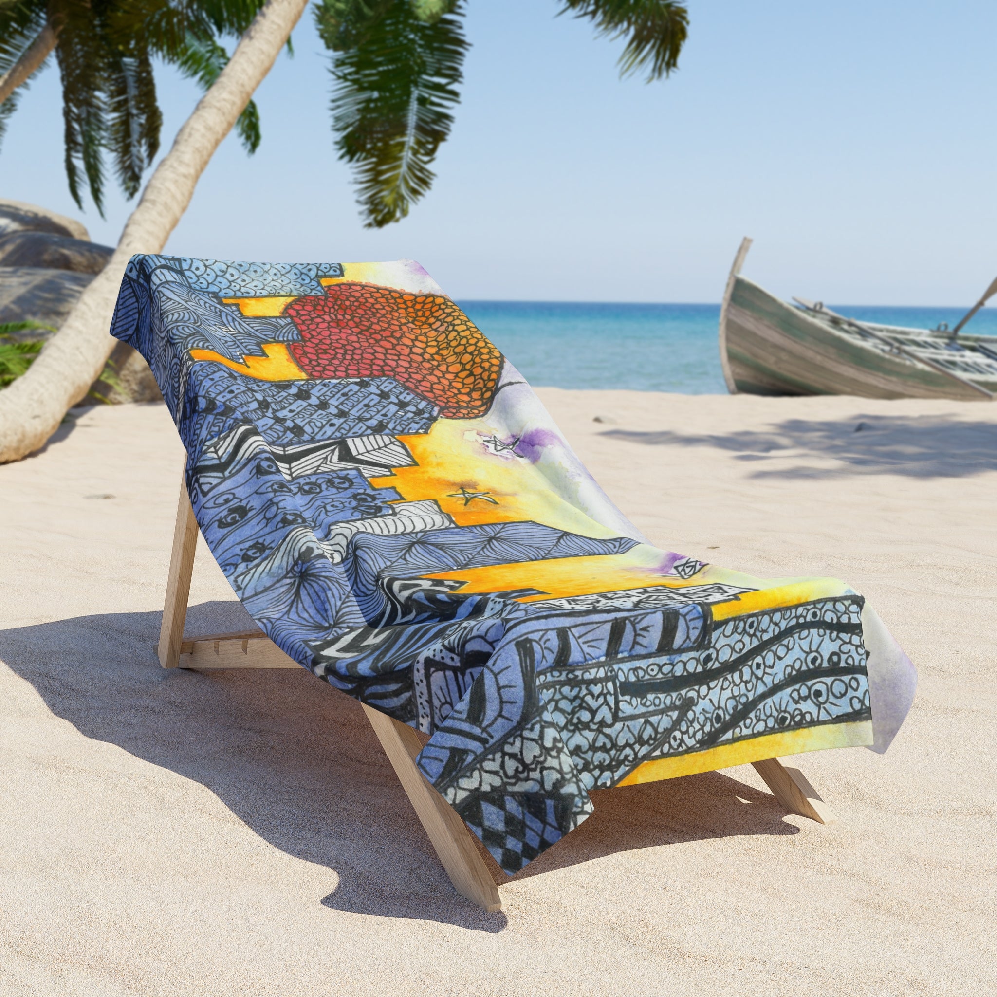 Colourful Abstract Beach Towels, Cotton Loop backing for Durability, 2 Sizes.  For Family and friends or a Special Gift #5 In The Shadows