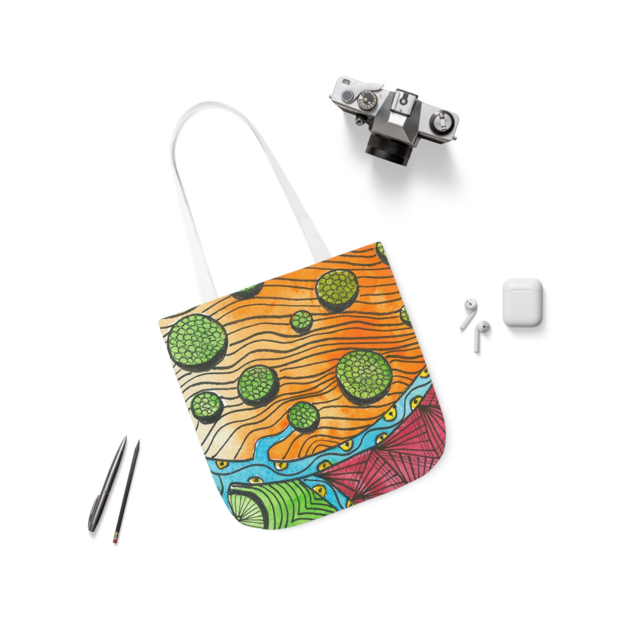 Canvas Tote Bags, Colourful Abstract Designs, 5-Color Straps, 3 Sizes.  For Family and friends or a Special Gift #11 Todays The Day