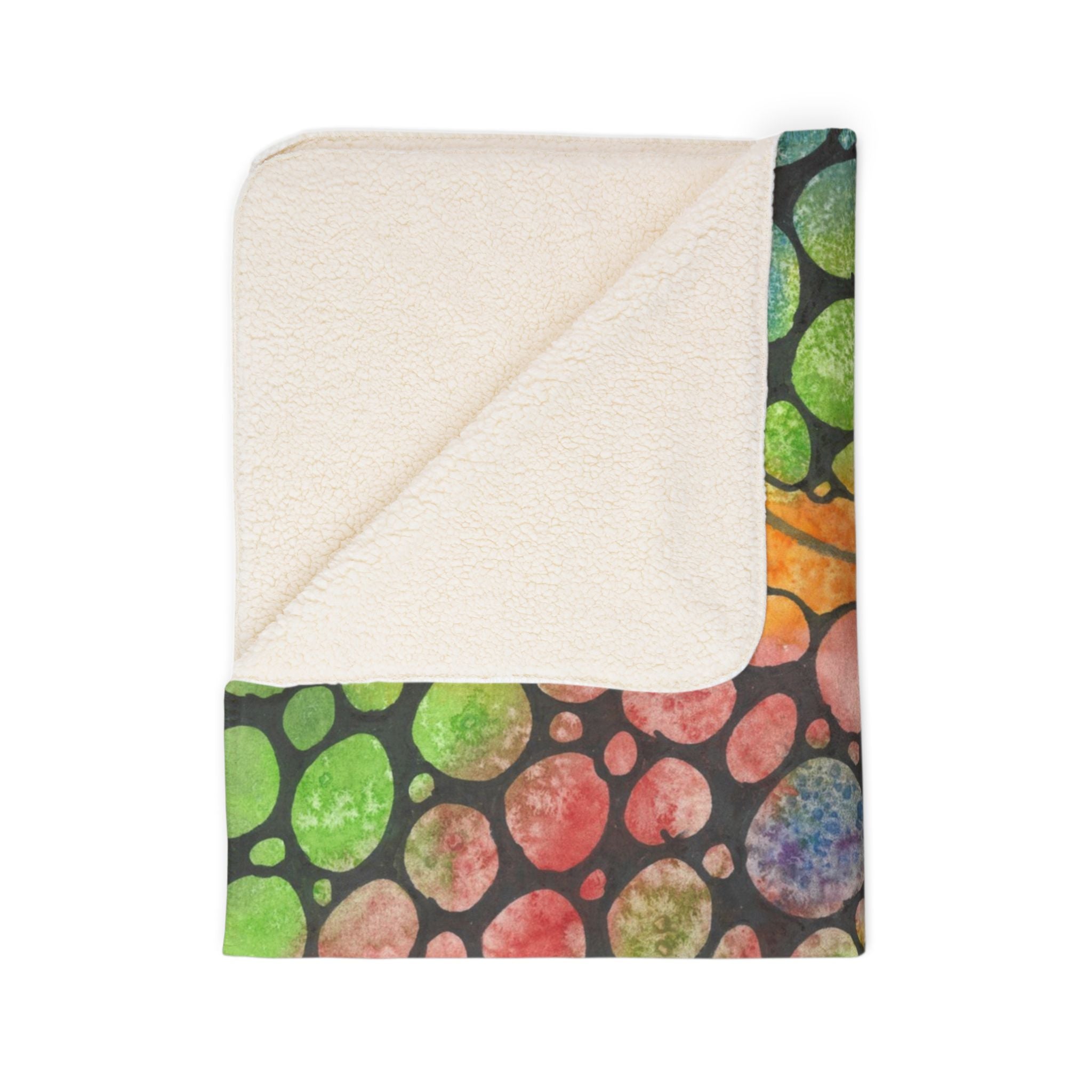 Fleece Throw Blanket, Textured Sherpa Underside, Hemmed, 2 Sizes. Colourful Abstract Design. Perfect for Bedroom, Living Room, or Special Gift #77 River Of Dreams