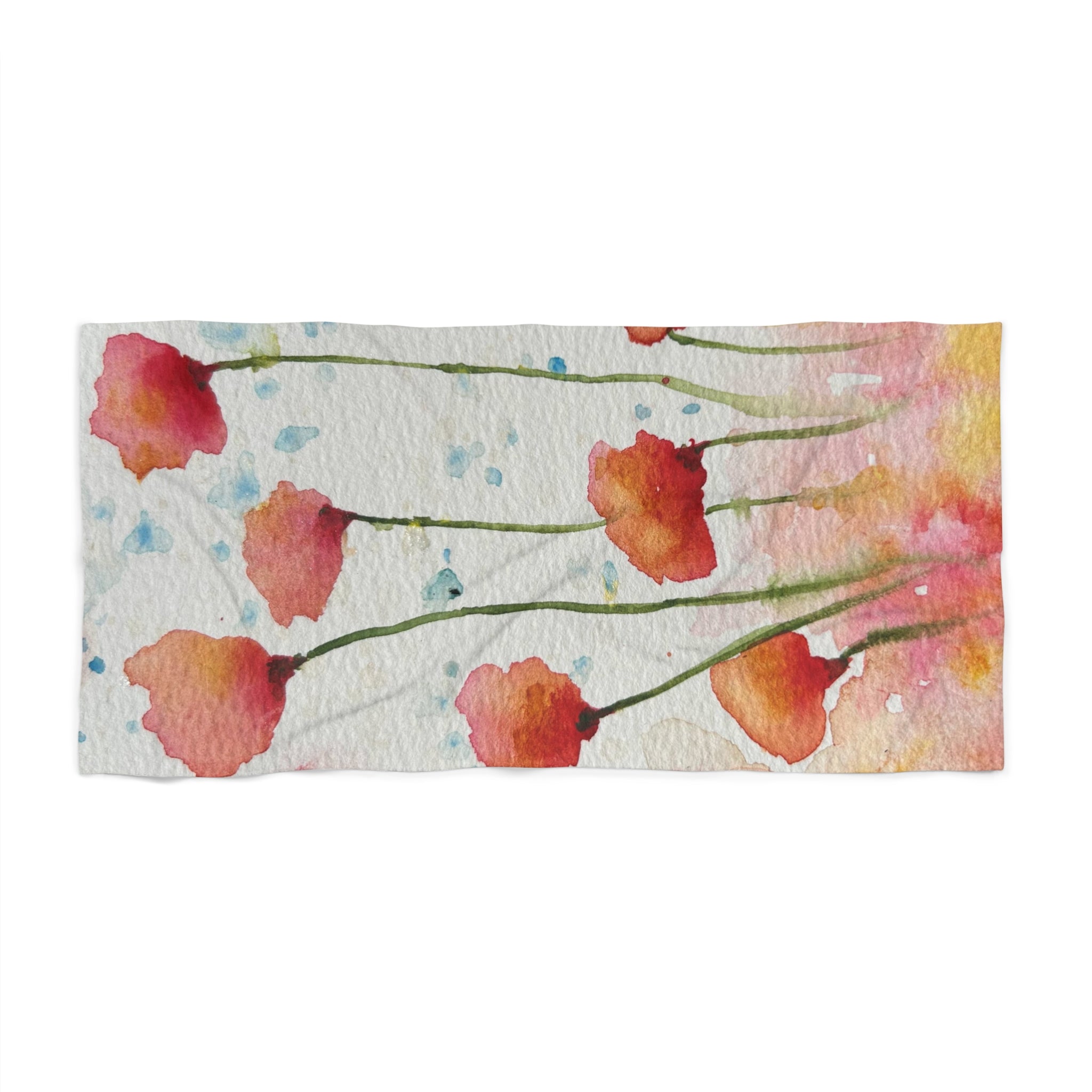 Colourful Abstract Beach Towels, Cotton Loop backing for Durability, 2 Sizes.  For Family and friends or a Special Gift #94 Poppies Galore