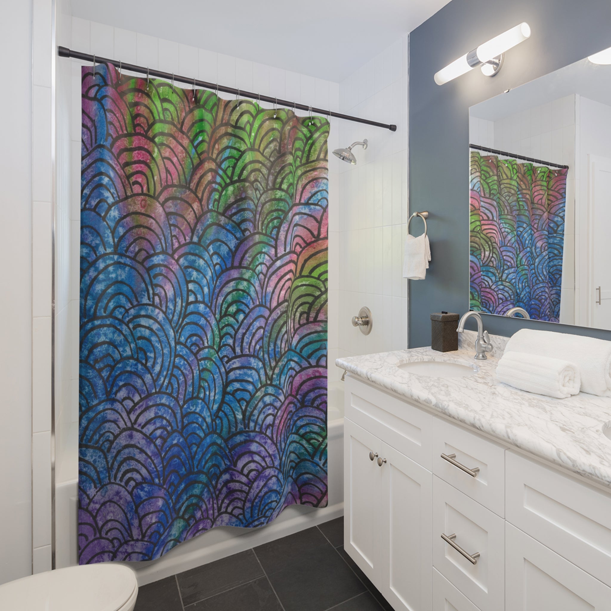 Beautiful Shower Curtains to Refresh Your Bathroom. Colourful Abstract Designs. Perfect For Your Bathroom or Special House-Warming Gift #84 Ah The Past