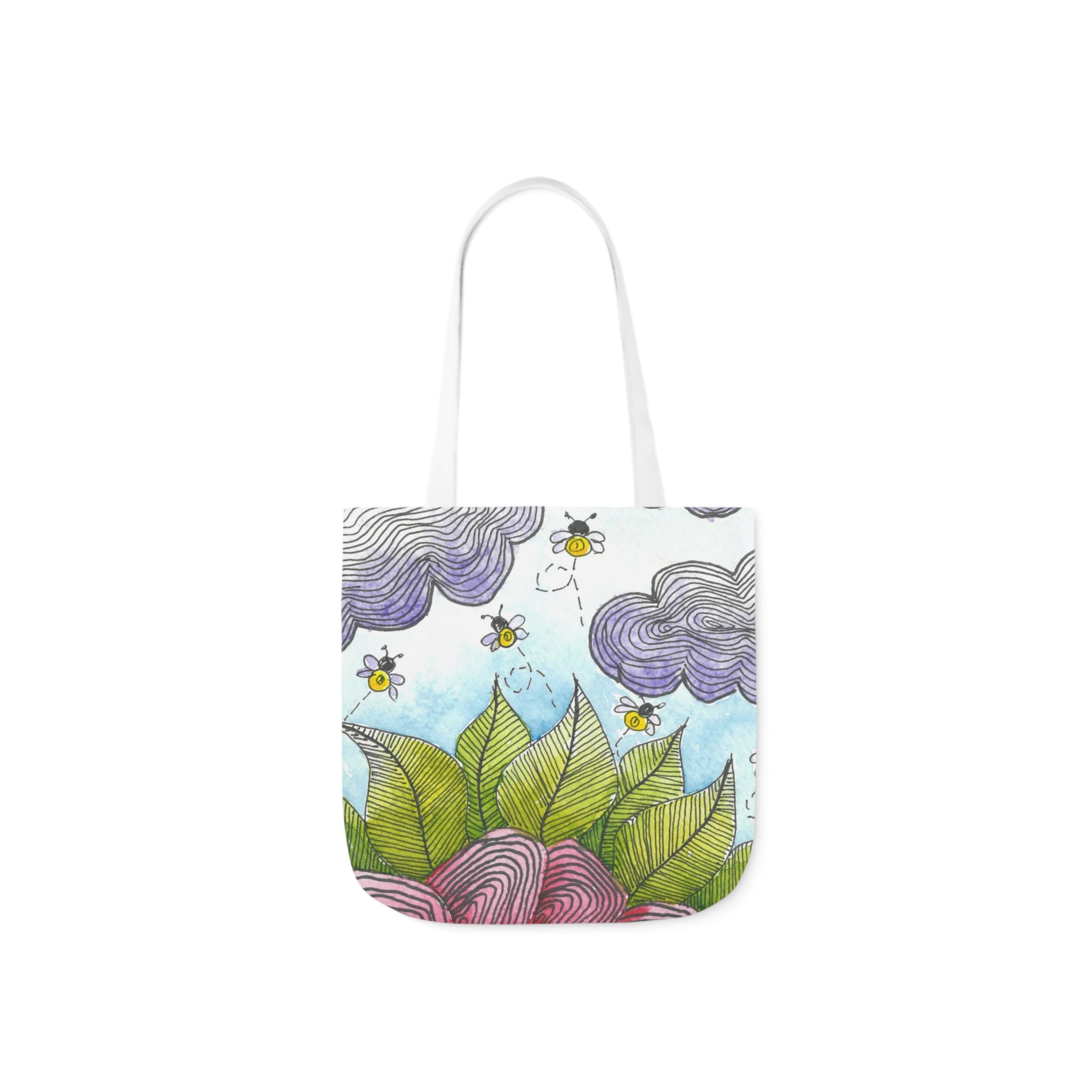 Canvas Tote Bags, Colourful Abstract Designs, 5-Color Straps, 3 Sizes.  For Family and friends or a Special Gift #4 Bloom'n