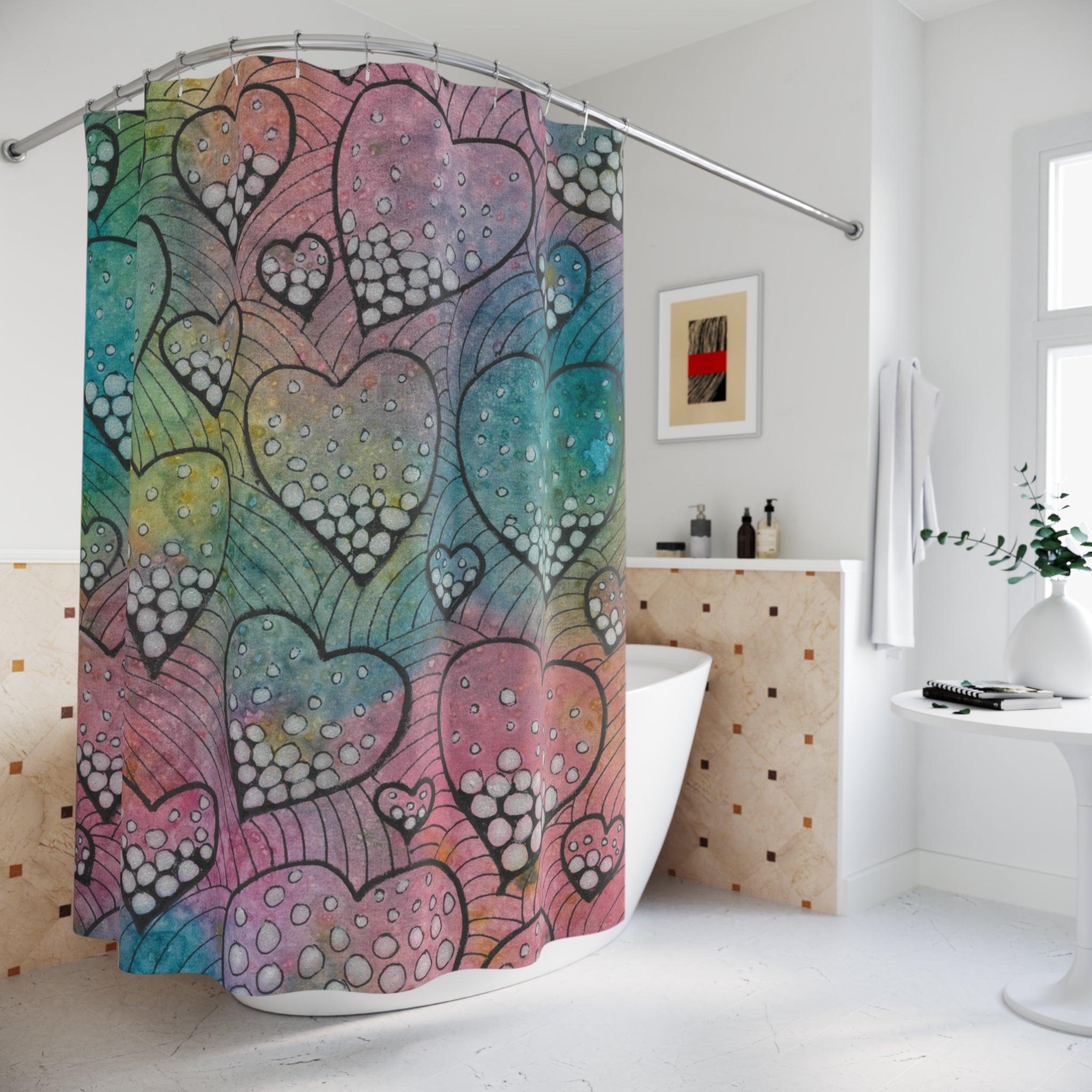 Beautiful Shower Curtains to Refresh Your Bathroom. Colourful Abstract Designs. Perfect For Your Bathroom or Special House-Warming Gift #97 Whats Love Got To Do With It