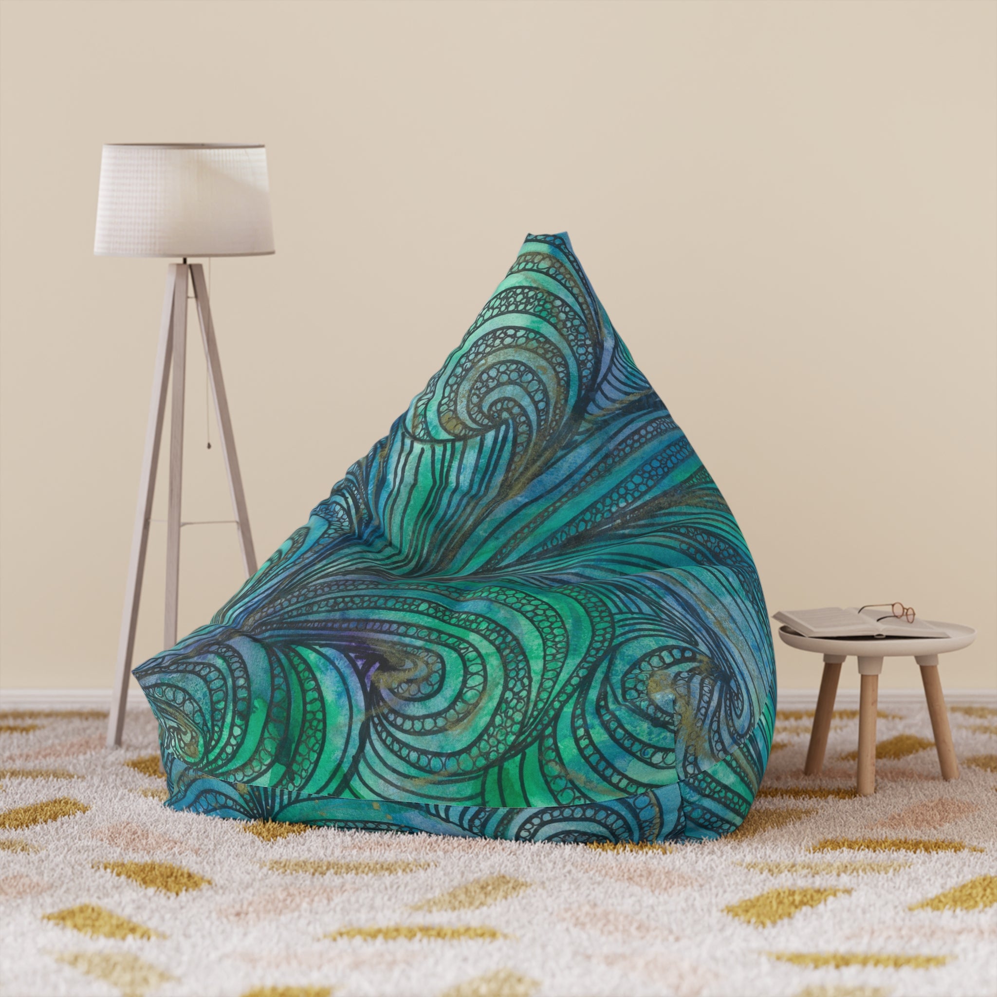 Bean Bag Chair Covers For Indoor & Outdoor - 2 Sizes - Exciting Abstract Design #71 Call of The Sea