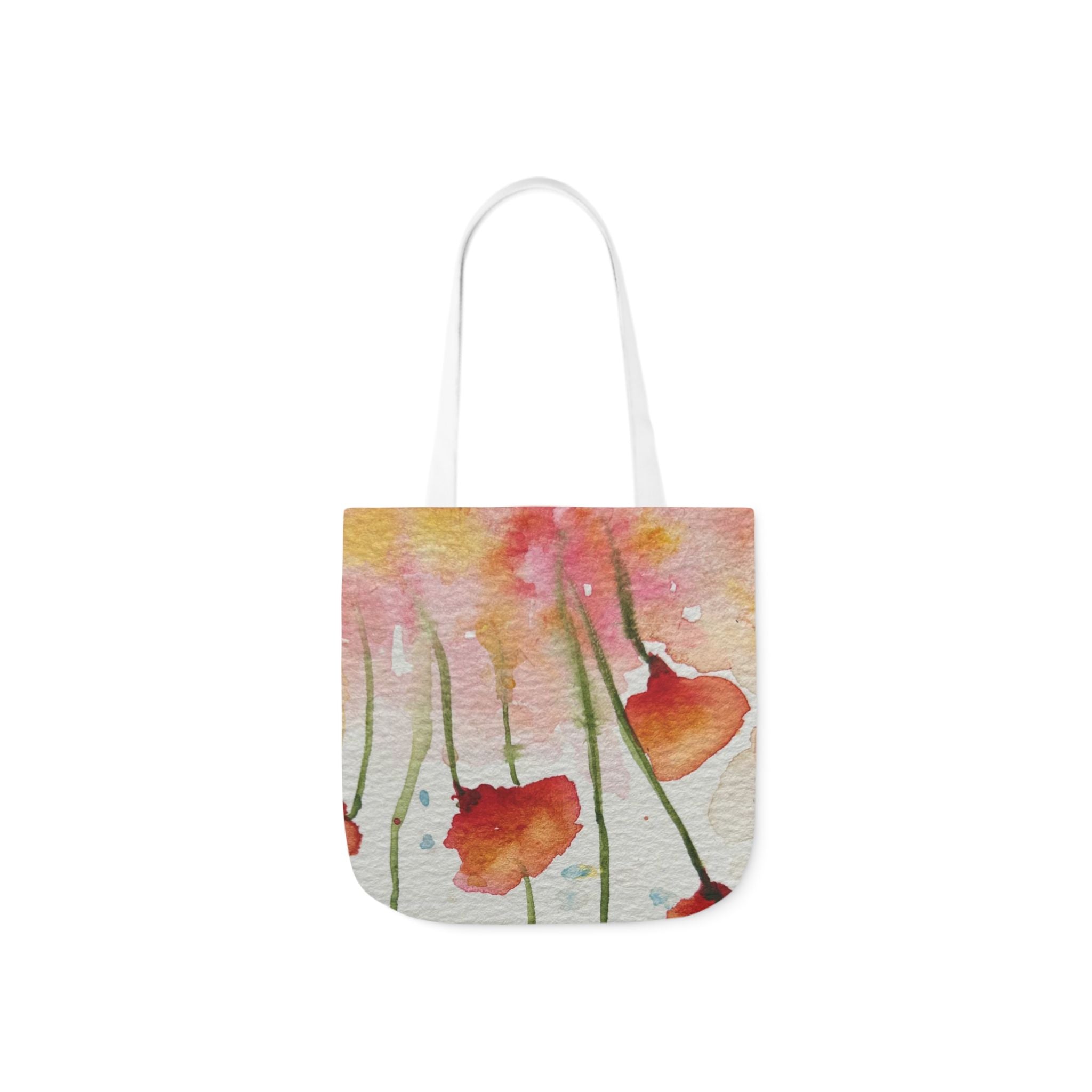 Canvas Tote Bags, Colourful Abstract Designs, 5-Color Straps, 3 Sizes.  For Family and friends or a Special Gift #94 Poppies Galore