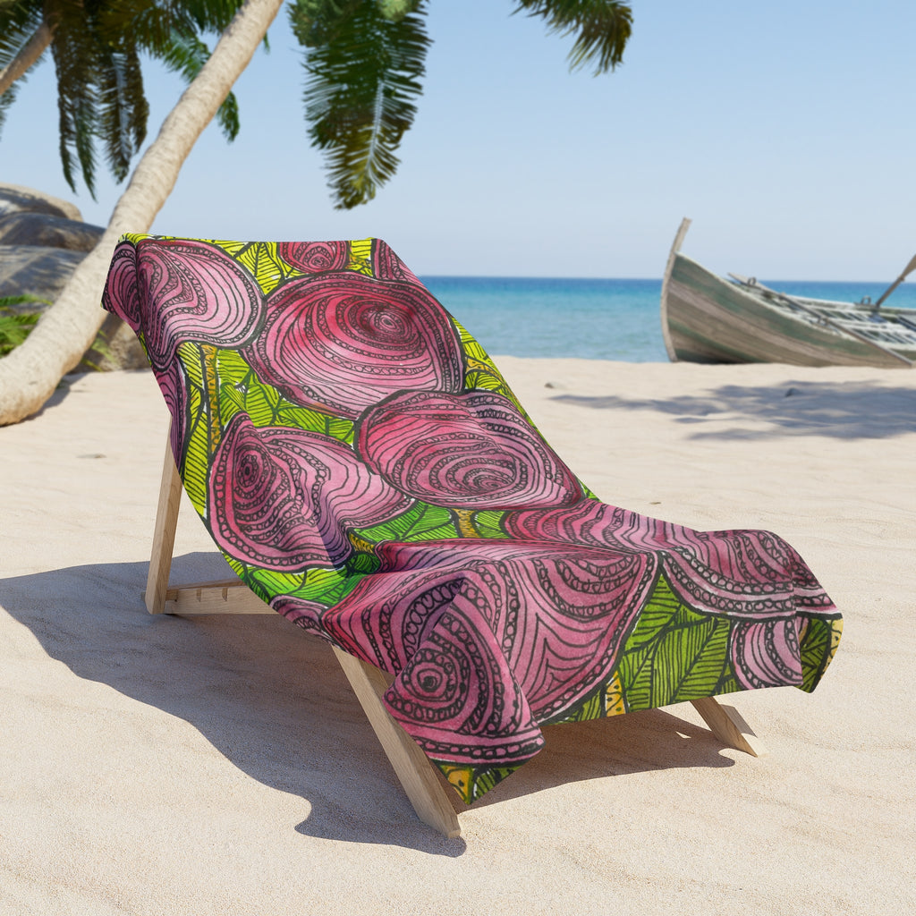 Colourful Abstract Beach Towels, Cotton Loop backing for Durability, 2 Sizes.  For Family and friends or a Special Gift #9 Spaced Blossoms