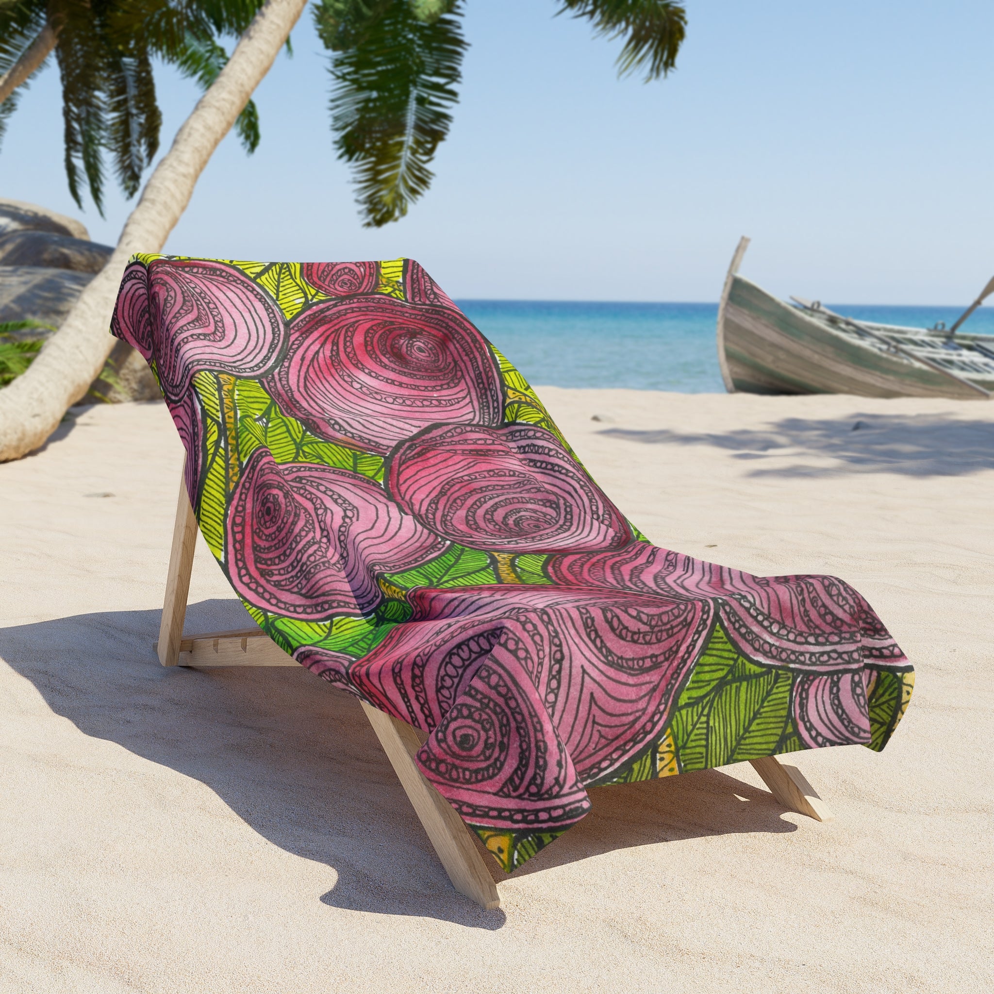 Colourful Abstract Beach Towels, Cotton Loop backing for Durability, 2 Sizes.  For Family and friends or a Special Gift #9 Spaced Blossoms