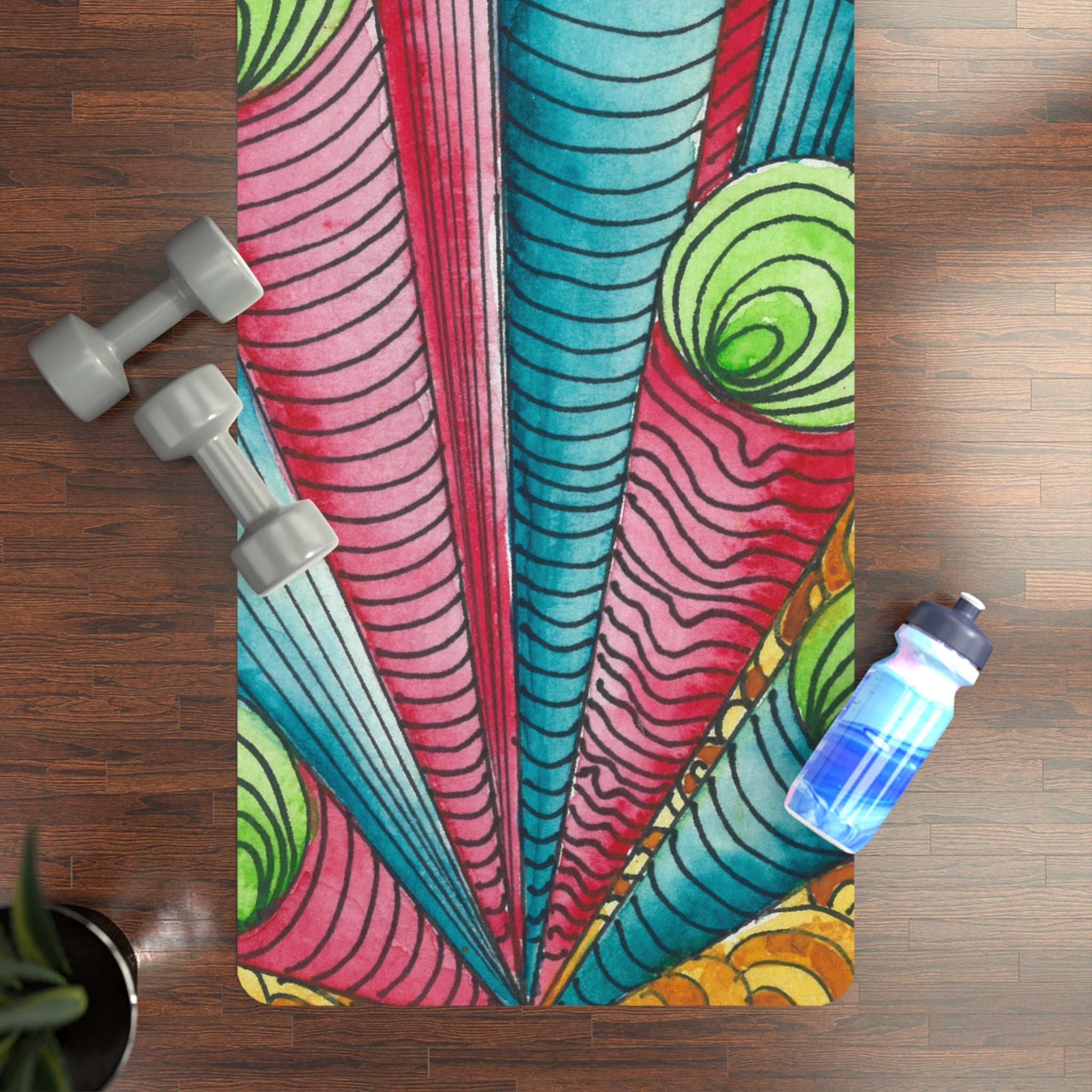 Yoga Mats and Gym Mats. Colourful Abstract Designs. Perfect for Home, Yoga or Gym Class, or a Special Gift #93 On A Mission