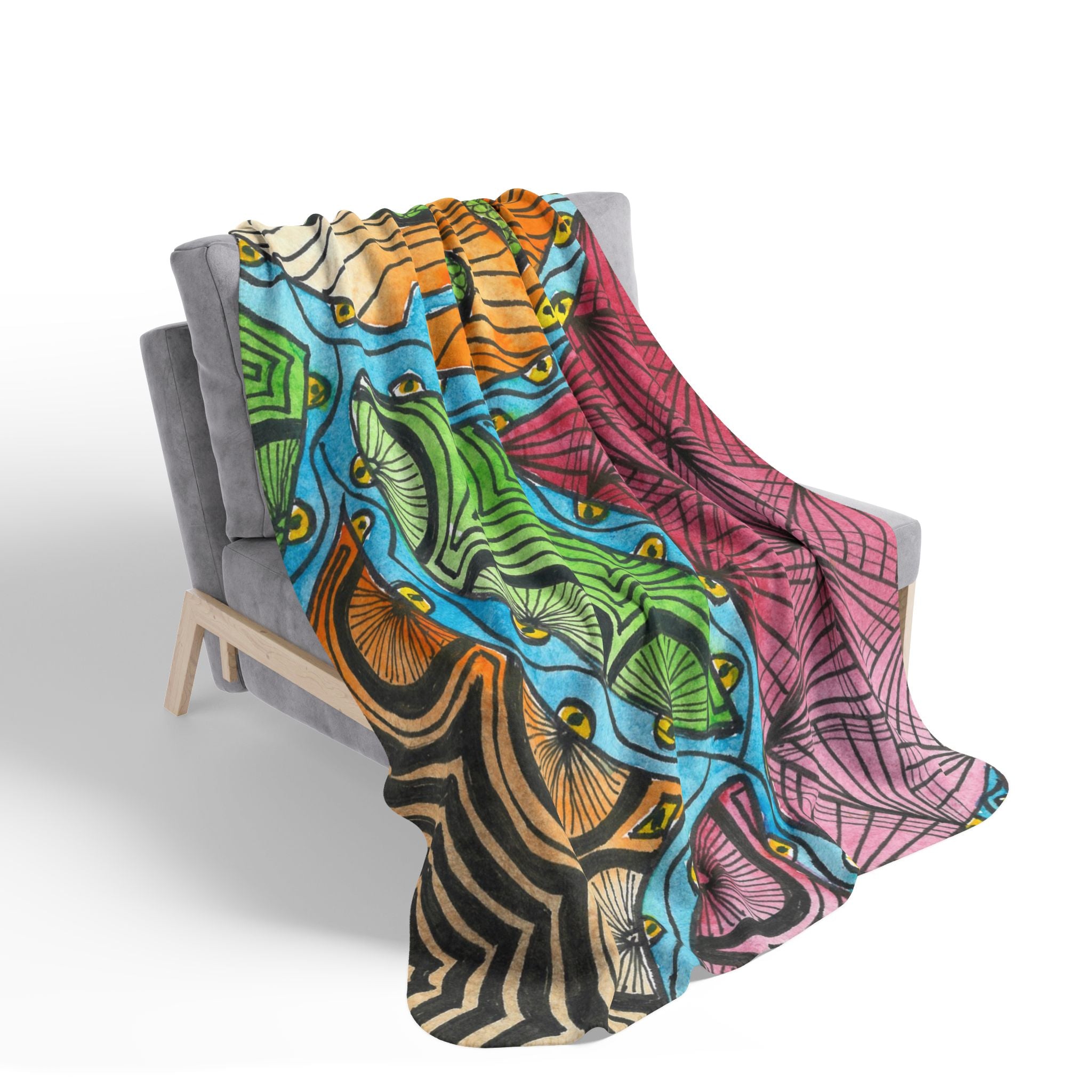 Fleece Throw Blanket, Textured Sherpa Underside, Hemmed, 2 Sizes. Colourful Abstract Design. Perfect for Bedroom, Living Room, or Special Gift #11 Todays The Day