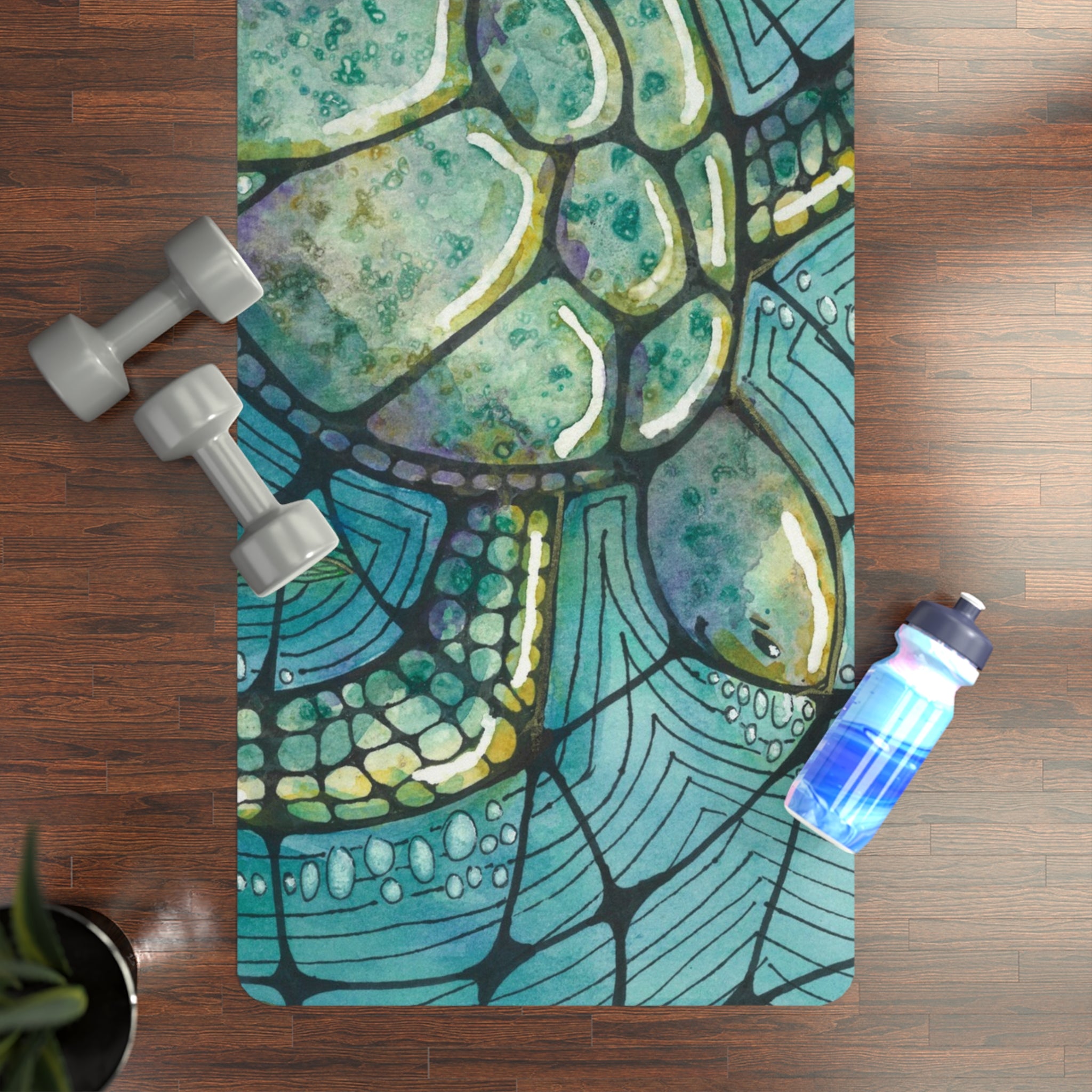 Yoga Mats and Gym Mats. Colourful Abstract Designs. Perfect for Home, Yoga or Gym Class, or a Special Gift #73 Turtling Along