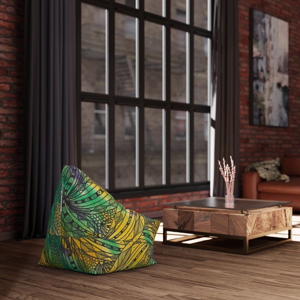 Bean Bag Chair Covers For Indoor & Outdoor - 2 Sizes - Exciting Abstract Design #37 Shrubbery