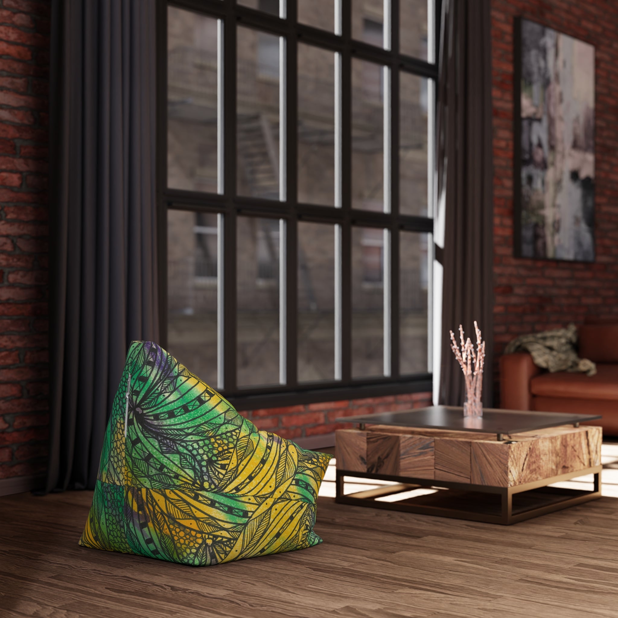 Bean Bag Chair Covers For Indoor & Outdoor - 2 Sizes - Exciting Abstract Design #37 Shrubbery